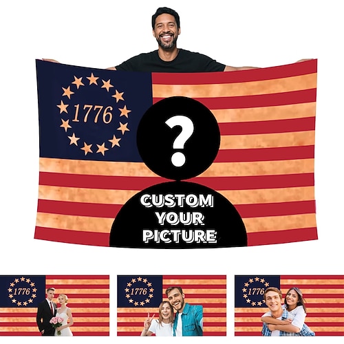 benutzerdefinierte 250. Jahrestag amerikanische Flagge mit Foto personalisierte Wandteppich Poster entwerfen Sie Ihr Bild für Dekor Clubs Konzerte Bars Schlafsäle Wohnzimmer Schlafzimmer Image