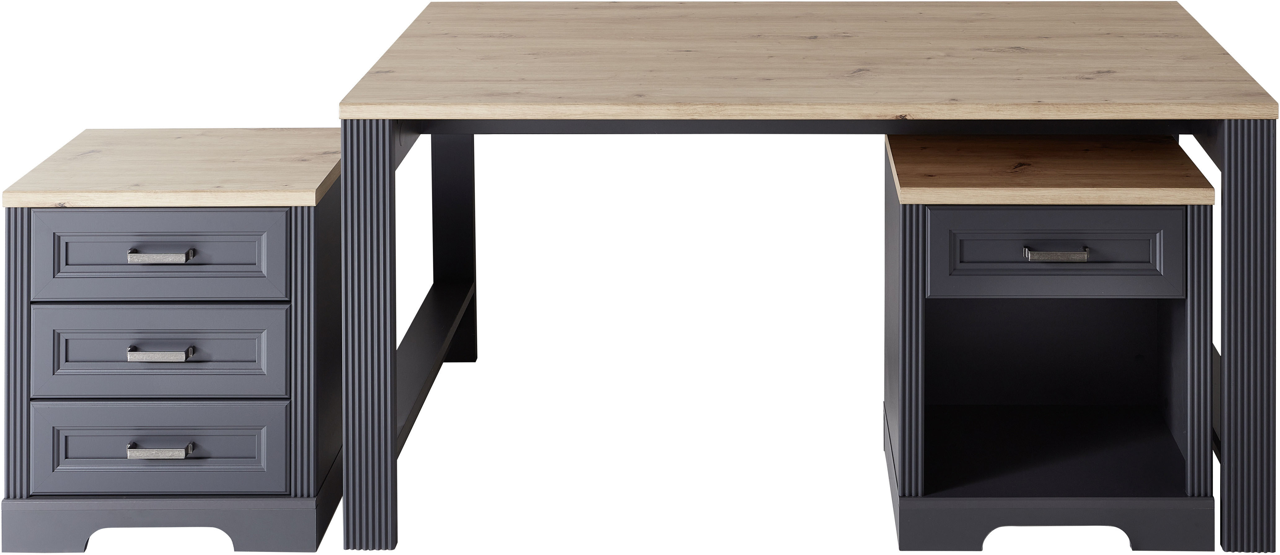 Rollcontainer INNOSTYLE, grau (graphit, absetzung artisan eiche), B:54cm H:62cm T:39cm, ABS-Kunststoff, Dekorfolie, Hartfaserplatte, Kunststoff, Spanplatte, Rollwagen Image