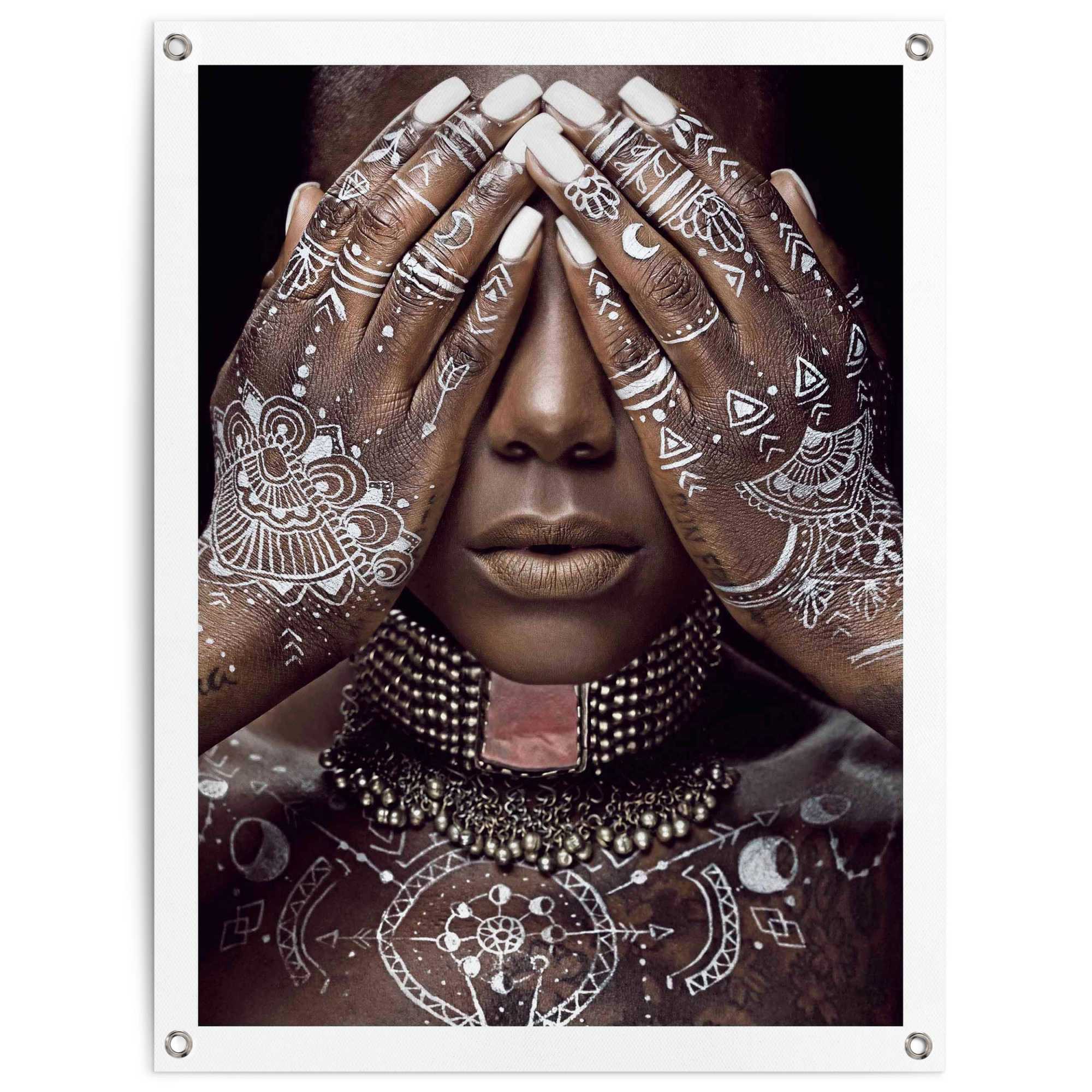 Poster REINDERS "Afrikanische Frau", weiß (farbe bild(er): weiß), B:60cm H:80cm T:0,1cm, Leinwand, Bilder, Outdoor für Garten oder Balkon Image