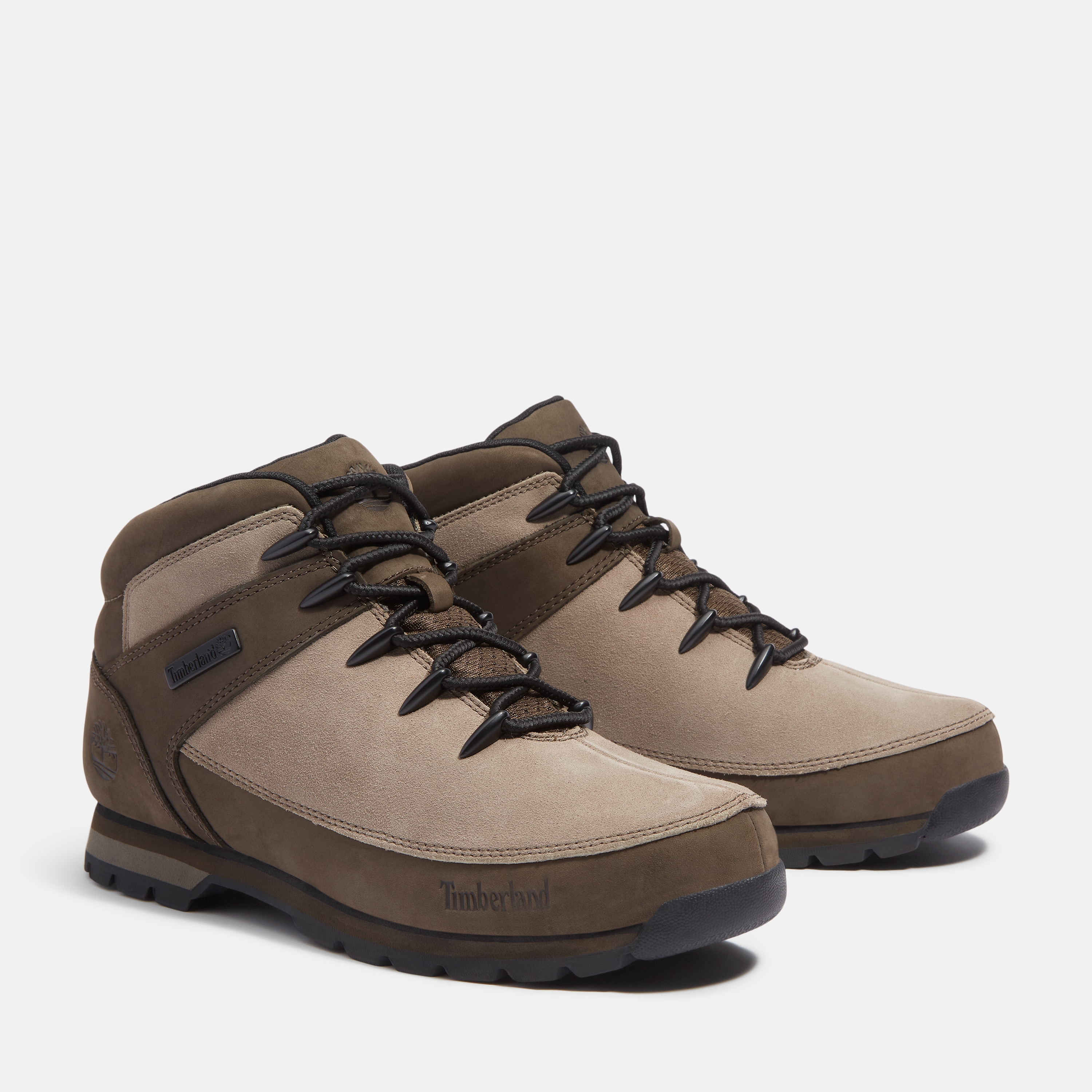 Schnürboots TIMBERLAND "EURO SPRINTMID LACE UP BOOT", Gr. 44, braun (md grau nubuck w dk braun), Leder, Schuhe, Winterstiefel, Schnürstiefel, Winterschuhe