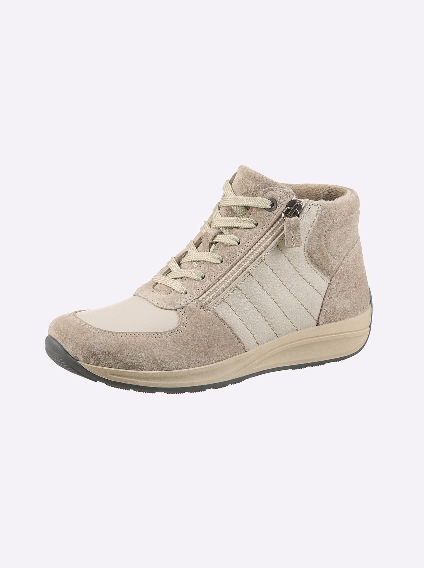 Stiefelette CASUAL LOOKS, Damen, Gr. 38, beige (sand), Glattleder, Veloursleder, Schuhe Stiefelette
