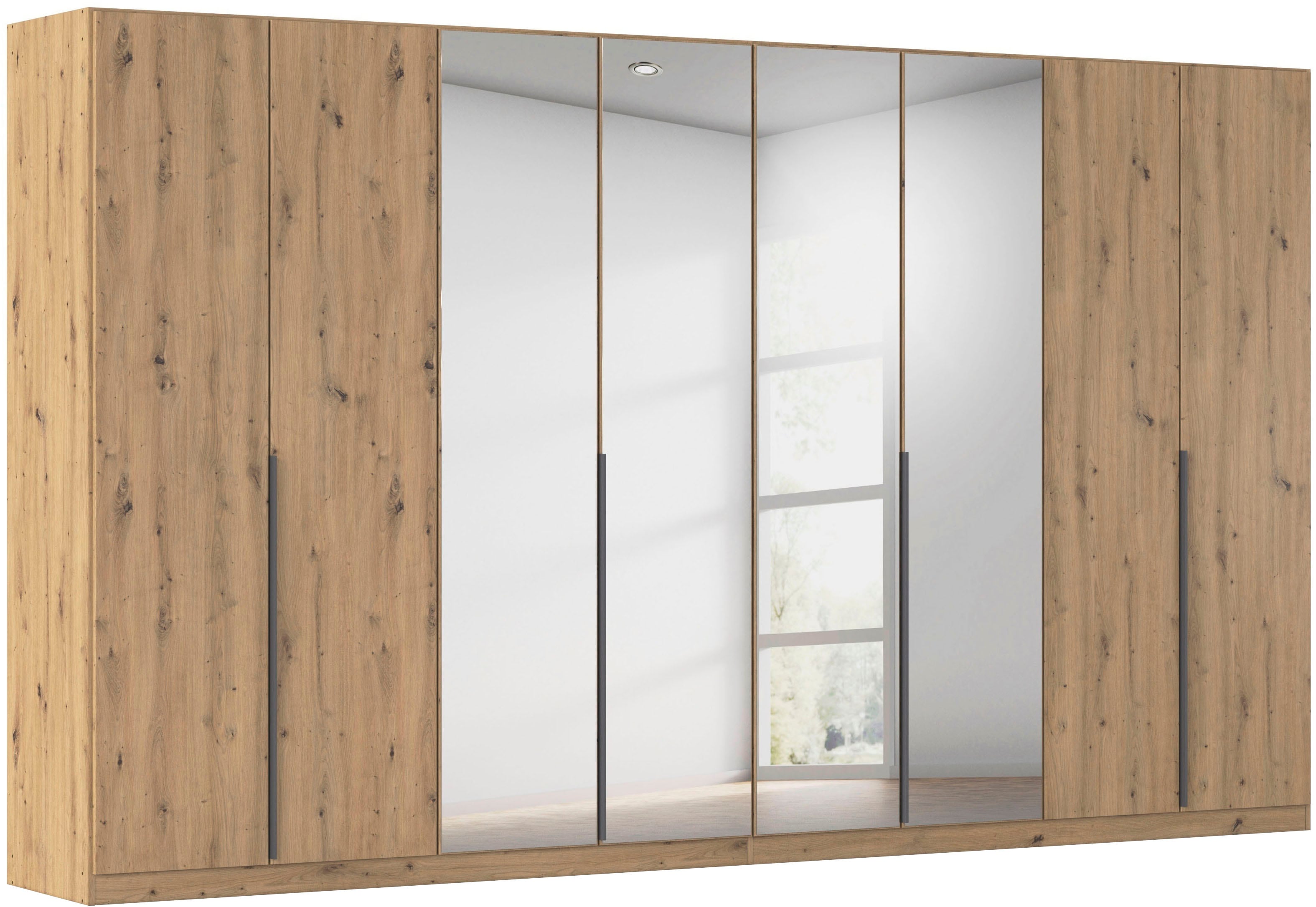 Drehtürenschrank RAUCH "Kleiderschrank Schrank Garderobe AGORDO mit Dekor- oder Hochglanzfront", eiche artisan, B:360cm H:210cm T:54cm, Holzwerkstoff, Schränke, durchdachte Innenausstattung, in 7 Breiten und 2 Höhen MADE IN GERMANY, Topseller Image
