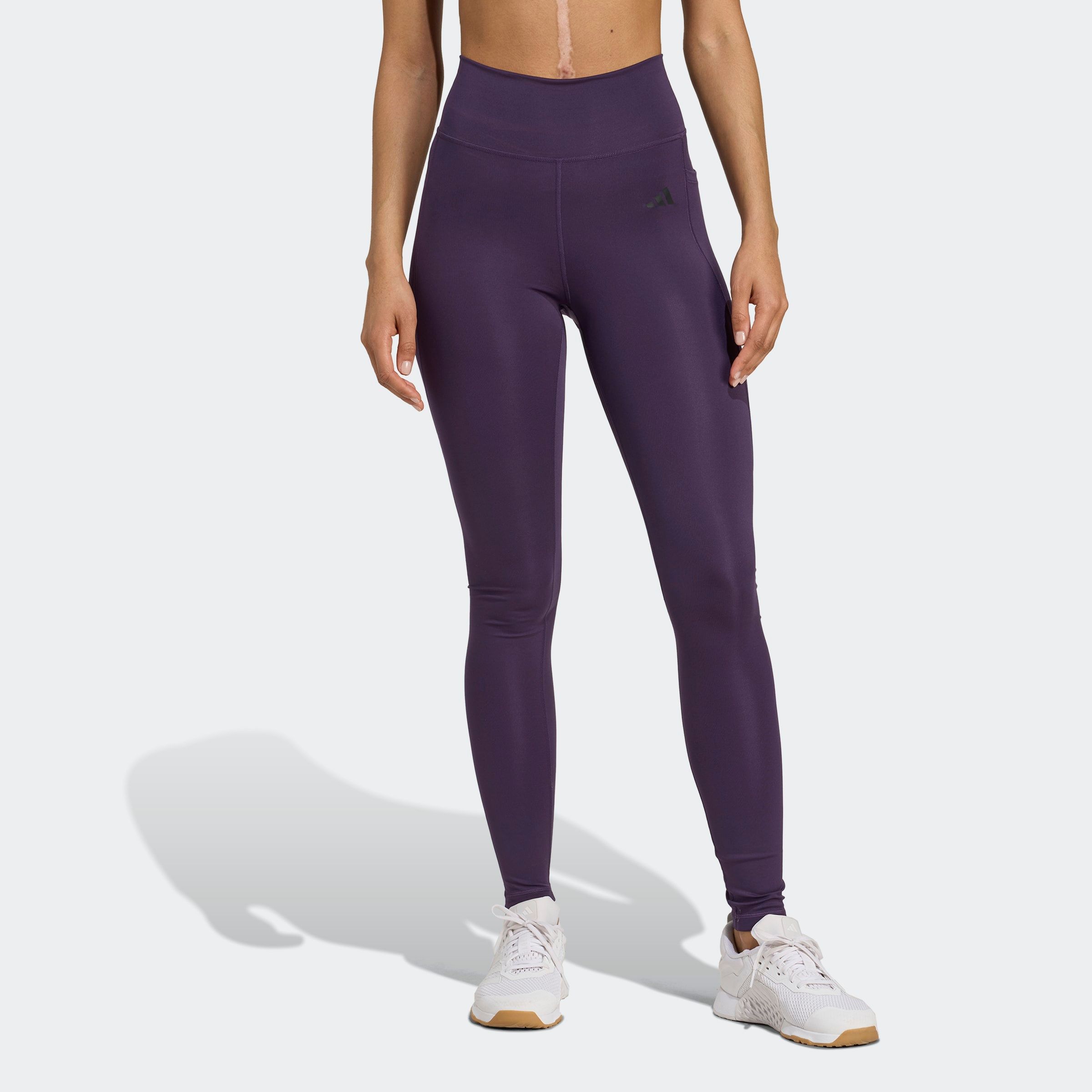 Trainingstights ADIDAS PERFORMANCE "OPT ESS ST 1/1", Damen, Gr. M, N-Gr, aurora plum, Obermaterial: 85% Polyester, 15% Elasthan, Hosen Image