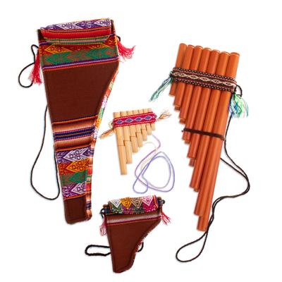 'Inca Serenade' (pair) - Hand Crafted Bamboo Wind Instrument Zampona Panpip