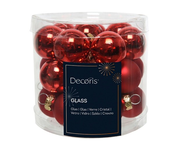 Kaemingk Weihnachtsbaumkugeln Glas Ø 2,5 cm 24 Stück rot glanz/matt Image