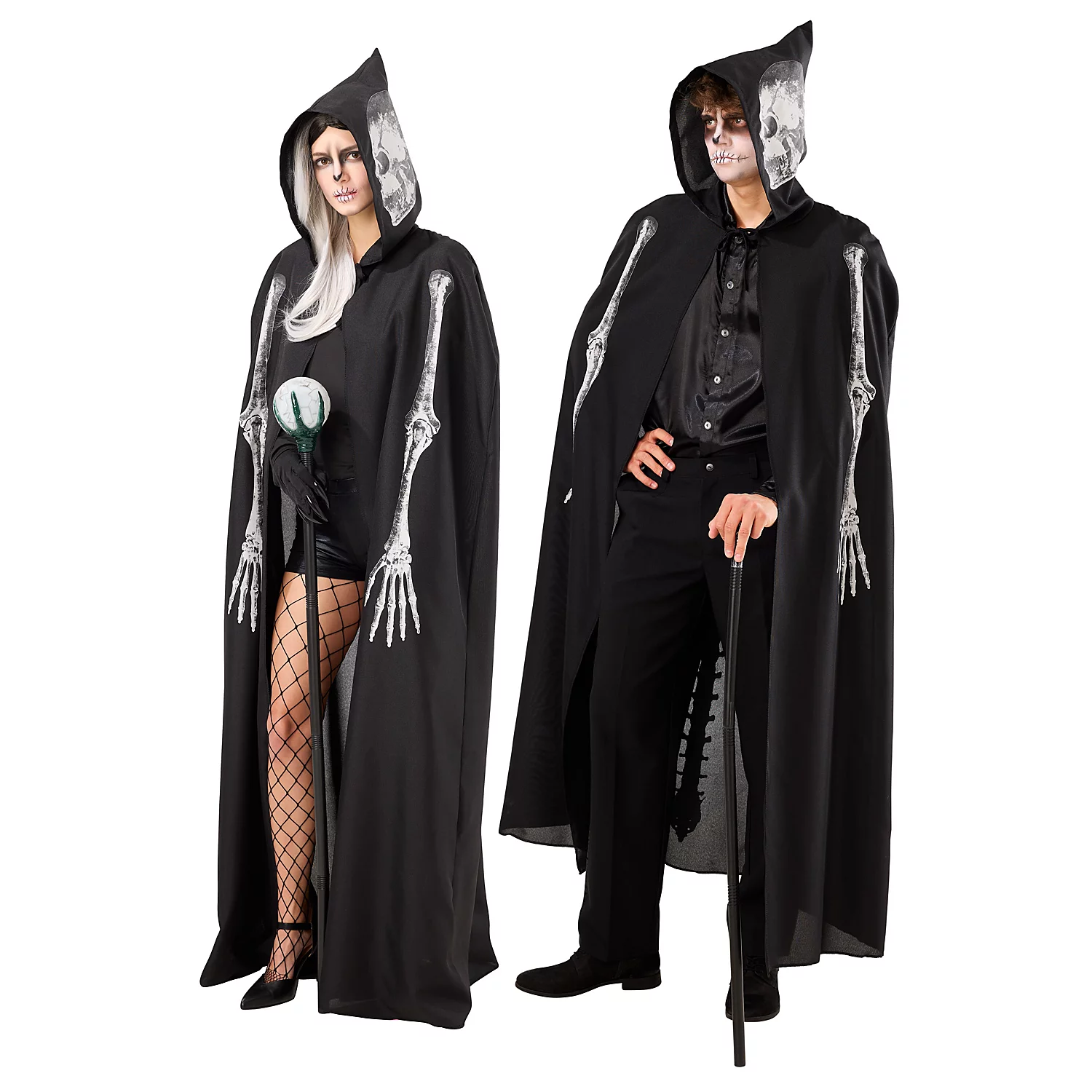 Umhang Skelett, schwarz/weiß Image