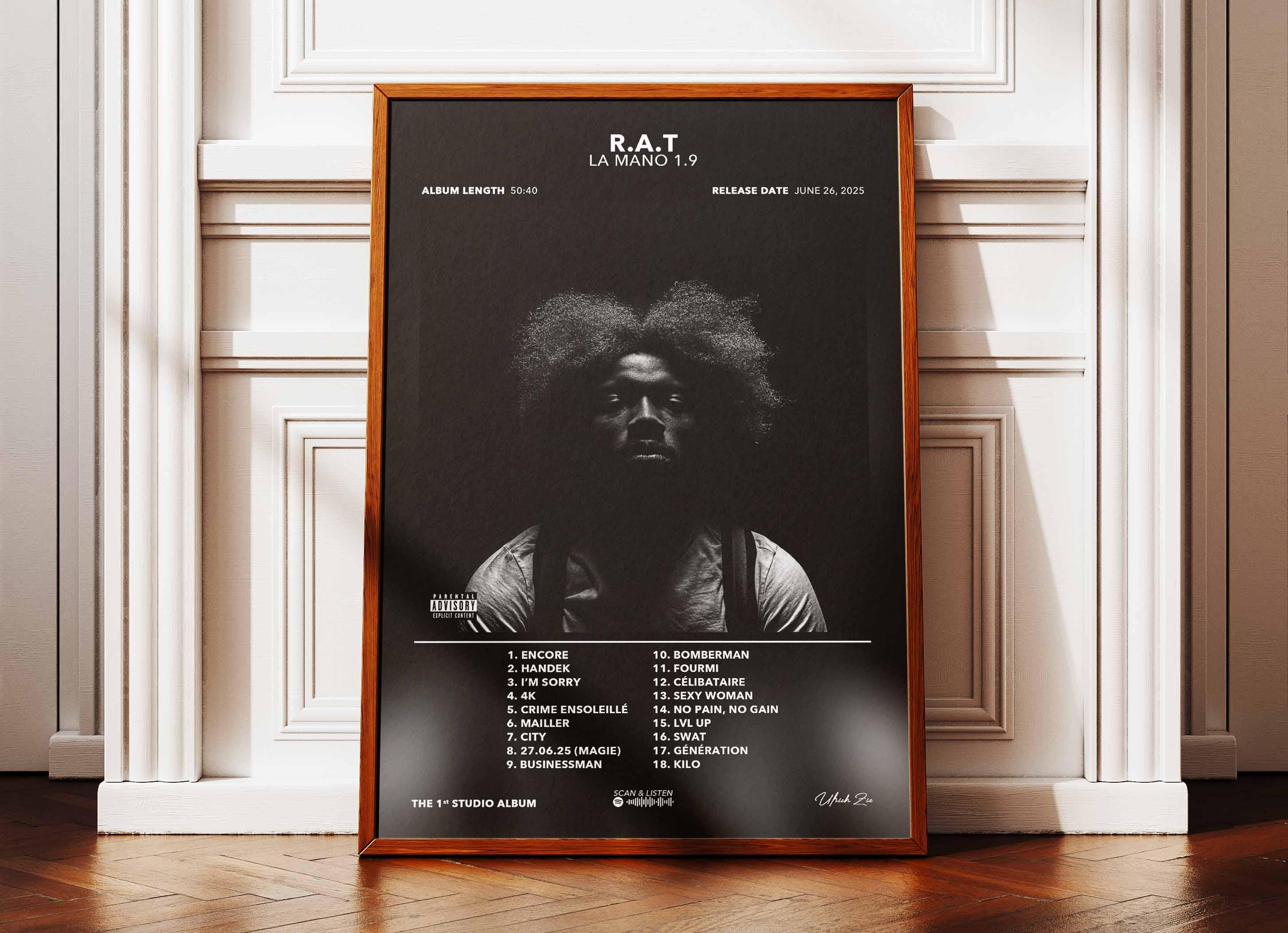 Poster dell'album La Mano 1.9 | Poster dell'album La Mano 1.9 | Poster rapper | Poster da parete dell'album | Poster di album musicale | Poster rap fr
