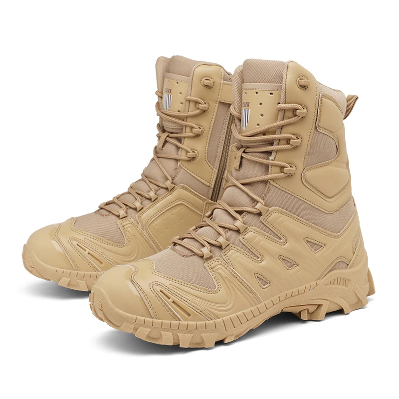 High-Top-Herrenschuhe, Outdoor-Schnürschuhe, dicke Sohlen, langlebige Kampfsport-Stiefel, rutschfeste, lässige Wanderschuhe Image