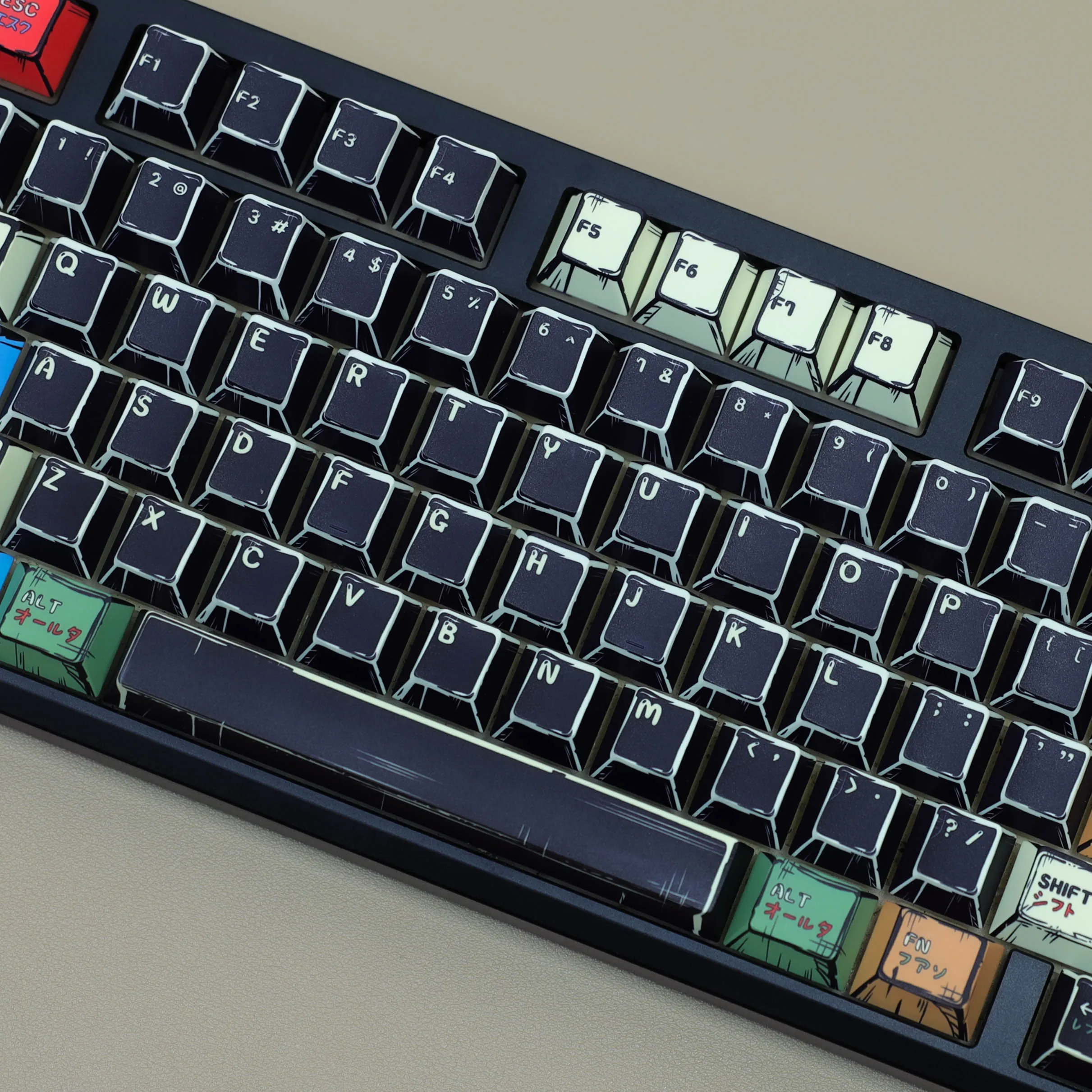 Comic-Tastenkappen Dye Sub Deutsch Koreanisch Spanisch Arabisch Französisch Russisch ISO ANSI Original von JCM 143-Tasten für mechanische Tastatur Image