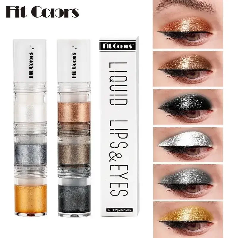 3-in-1 Smoky Eyeshadow Diamond Liquid Pearl Shimmer Glitter Lipgloss Double Use Eye Cosmetics Makeup Image