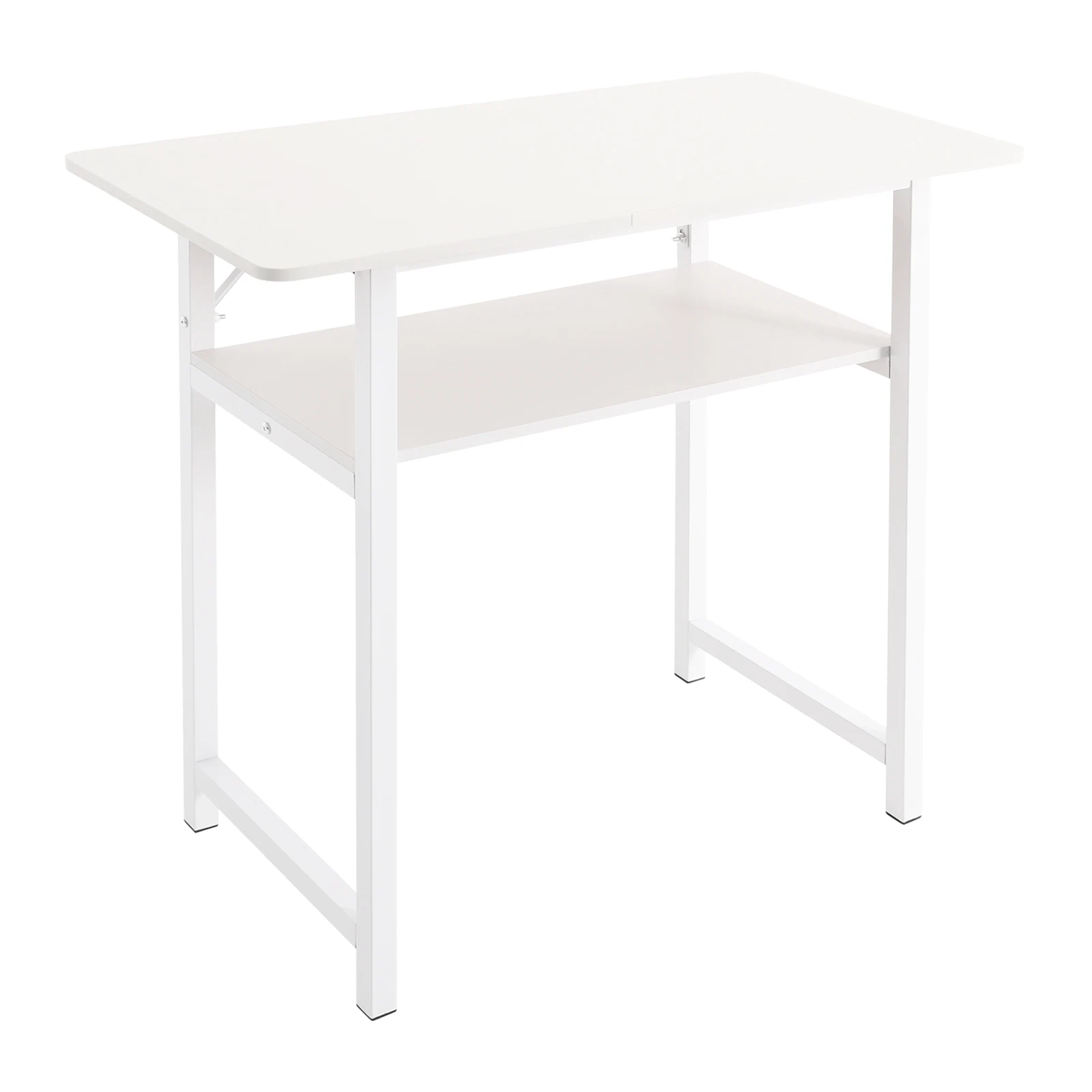 Weißer Home-Office-Schreibtisch, moderner, minimalistischer Aufbewahrungsregal, Computertisch, großer Laptop-PC-Tisch für Zuhause, Weiß, 31,5 x 15,75 x 29,13 Zoll