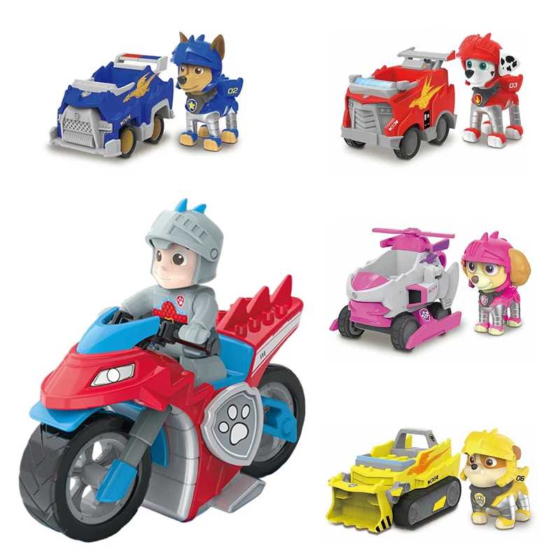 Echte Paw Patrol Baustein Spielzeug Captain Ryder Rescue Knights Autos Action Charakter Skye Marshall Rubble Chase Kinder Geschenke Image