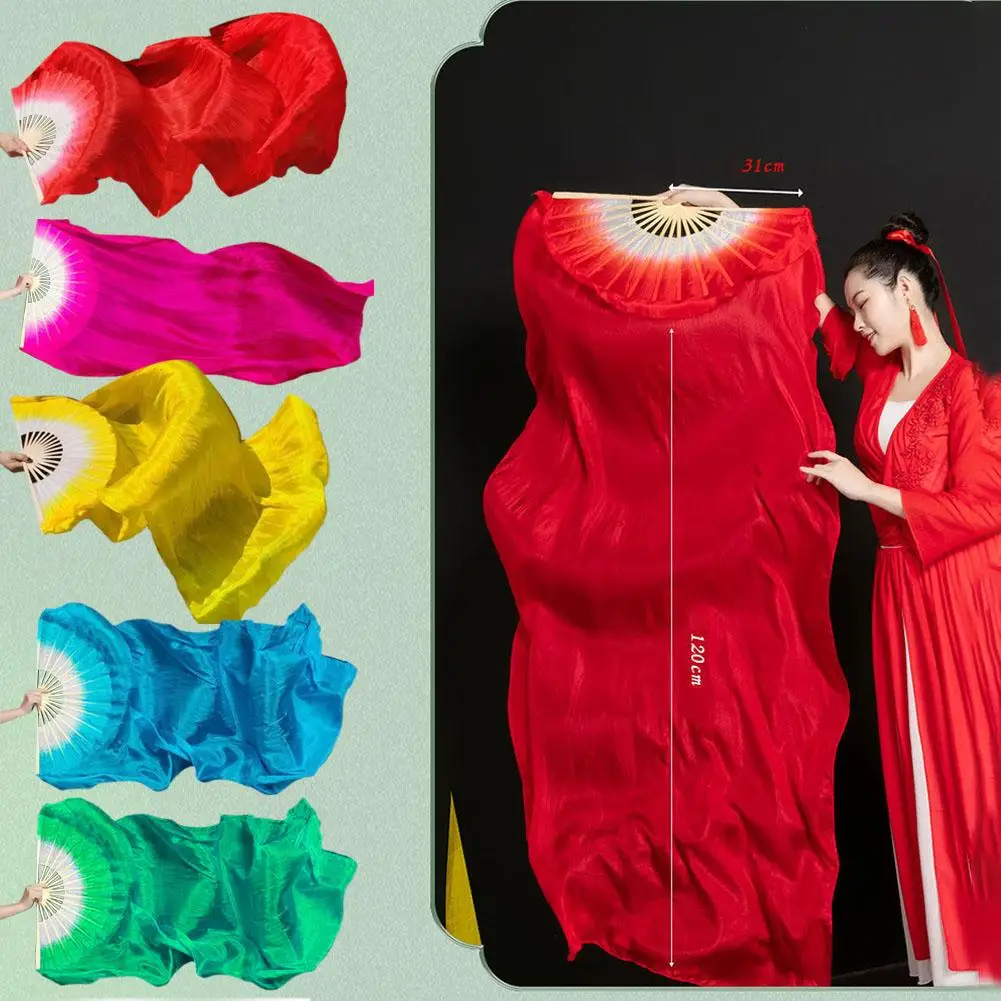 Klassischer Tanz lange Seide Fan chinesischen Stil große rote Performance Tanz längliche Fan Fan Rose Tanz rot lange Fan Gradient j3o7