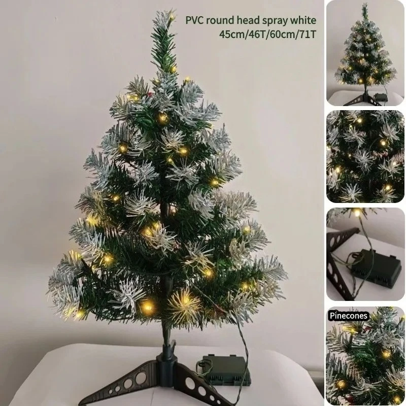 Mini-Weihnachtsbaum aus PVC mit LED-Lichtleiste, Tannenzapfen, Tischplatte, Weihnachtsbaum, 45 cm/60 cm, Weihnachtsfeier, Atmosphäre, Dekoration Image