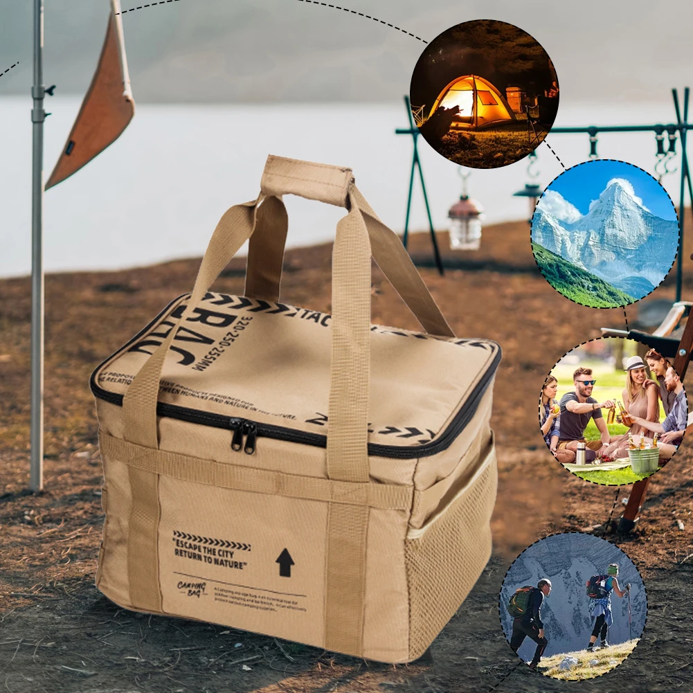 20-l-Picknicktasche, Kochgeschirr-Aufbewahrungstasche, tragbare Camping-Aufbewahrungstasche, große Kapazität, Aufbewahrungstasche für Strand, Picknick, Roadtrip, Reisen