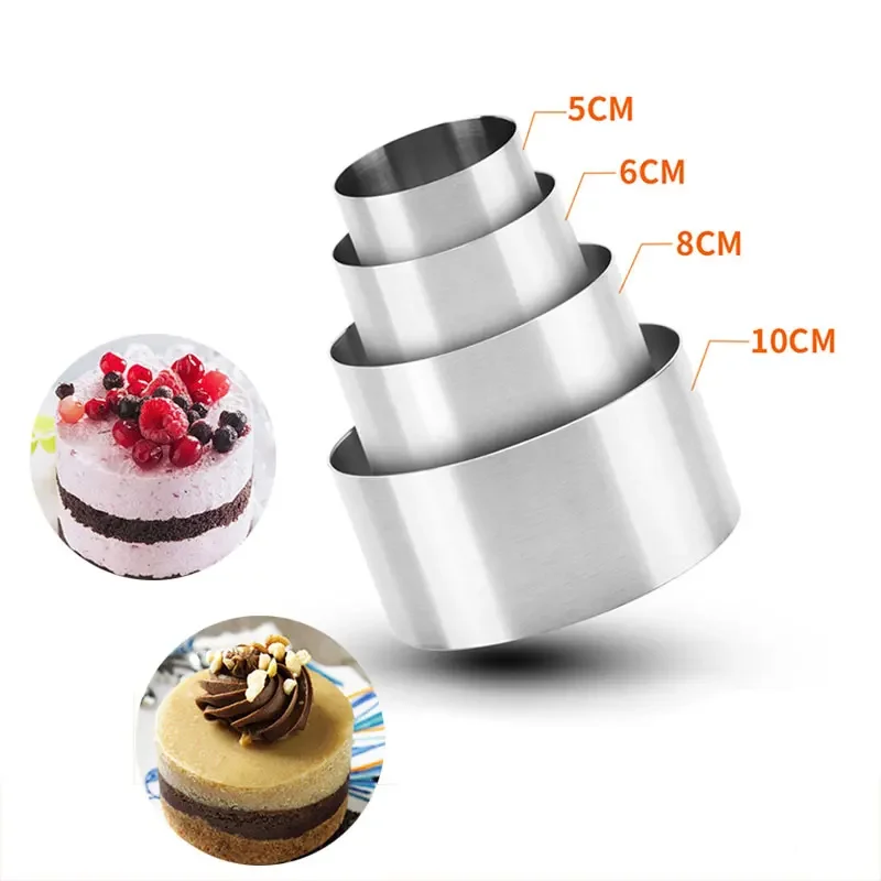 4 stücke Runde Edelstahl Mousse Ring Kuchen Form Dessert Keks DIY Backen Werkzeug Küche Gadget Bäckerei Gebäck Zubehör Image