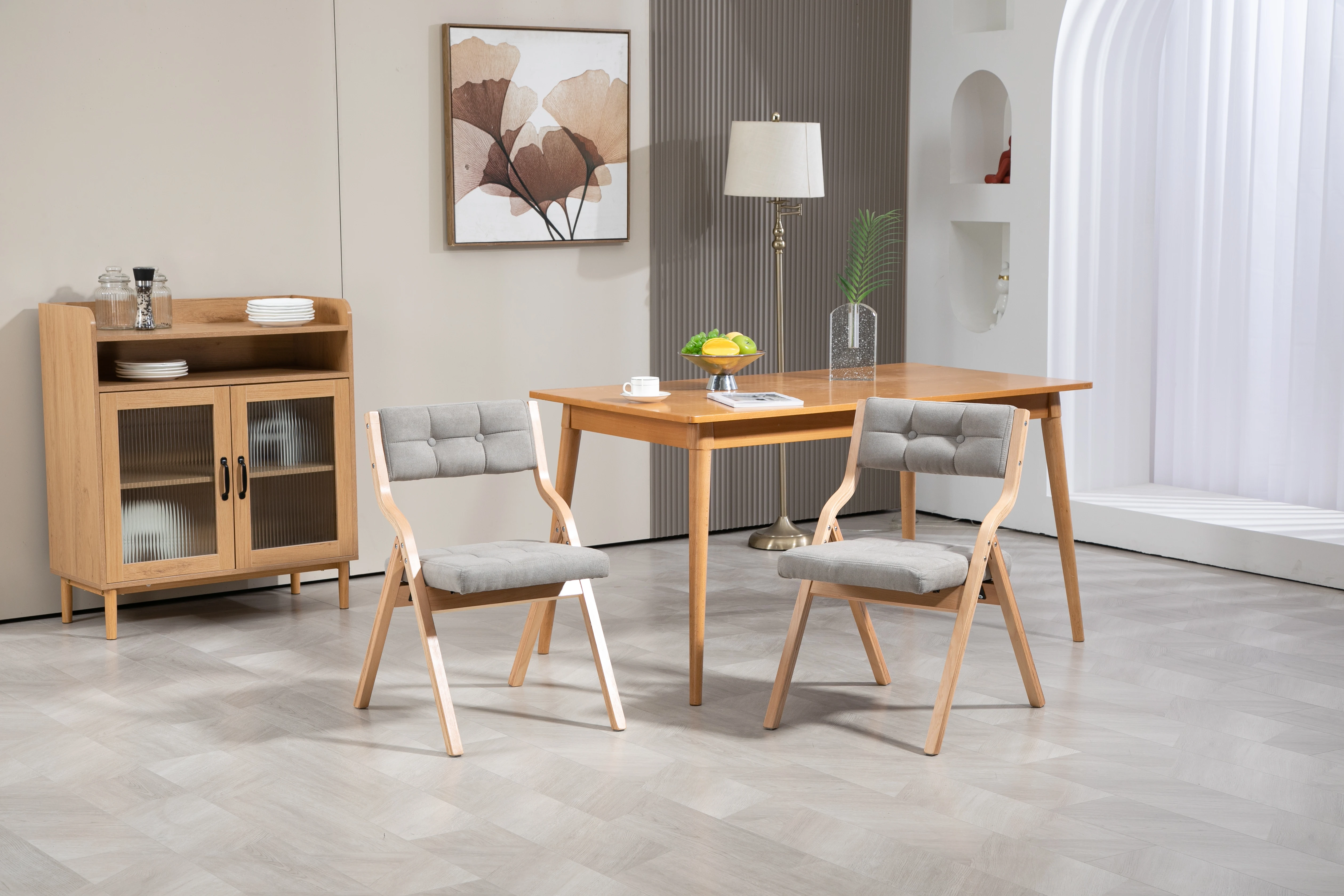 Gepolsterte Klappstühle, gepolsterte Klappstühle aus Holz, 2er-Pack für Gäste, Küche, Büro, Hochzeiten und Partys, Grau