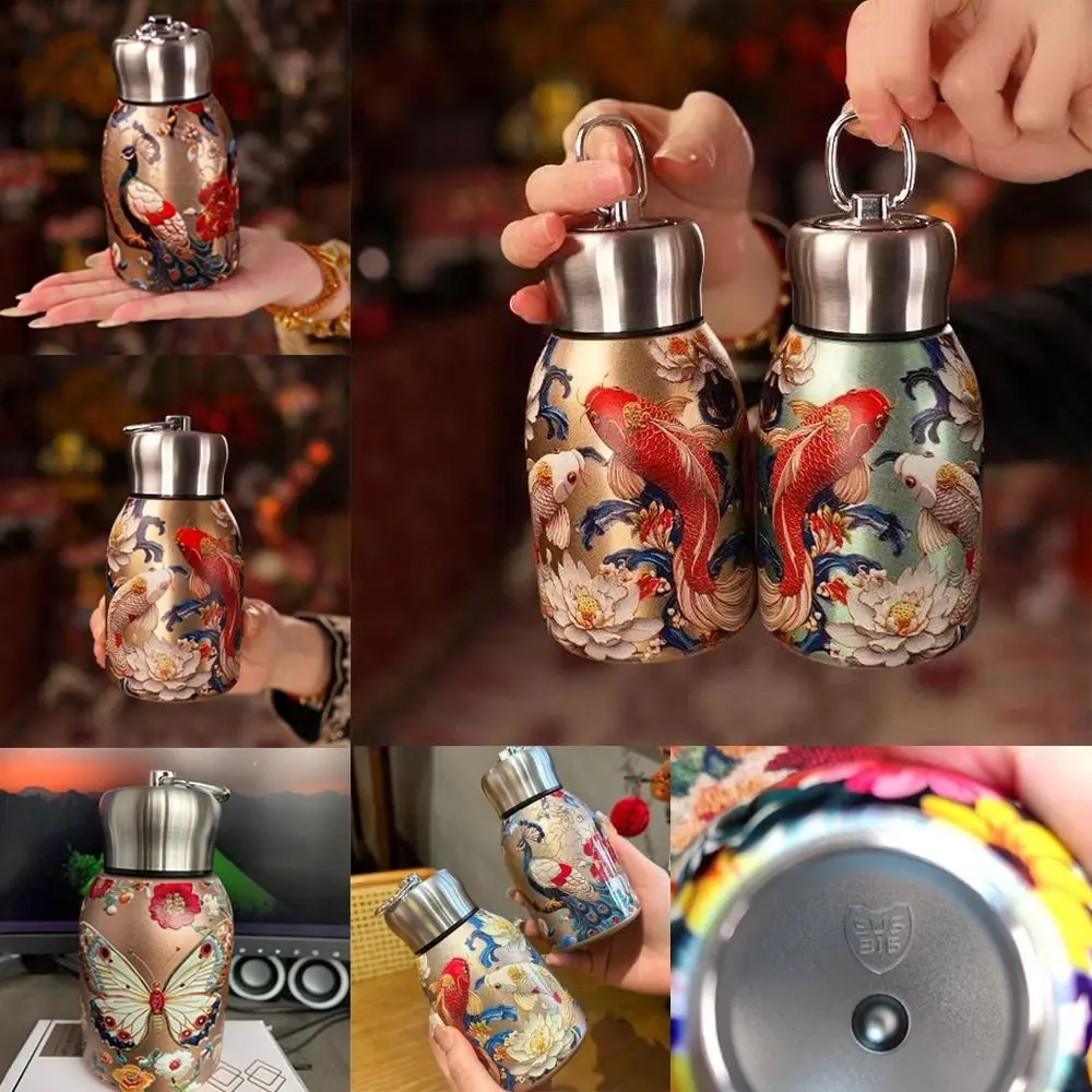 Isolierter Becher aus Edelstahl 316, auslaufsichere tragbare Wasserflasche, langlebig, 300 ml, schlanke, isolierte Thermo-Wasserflasche Image