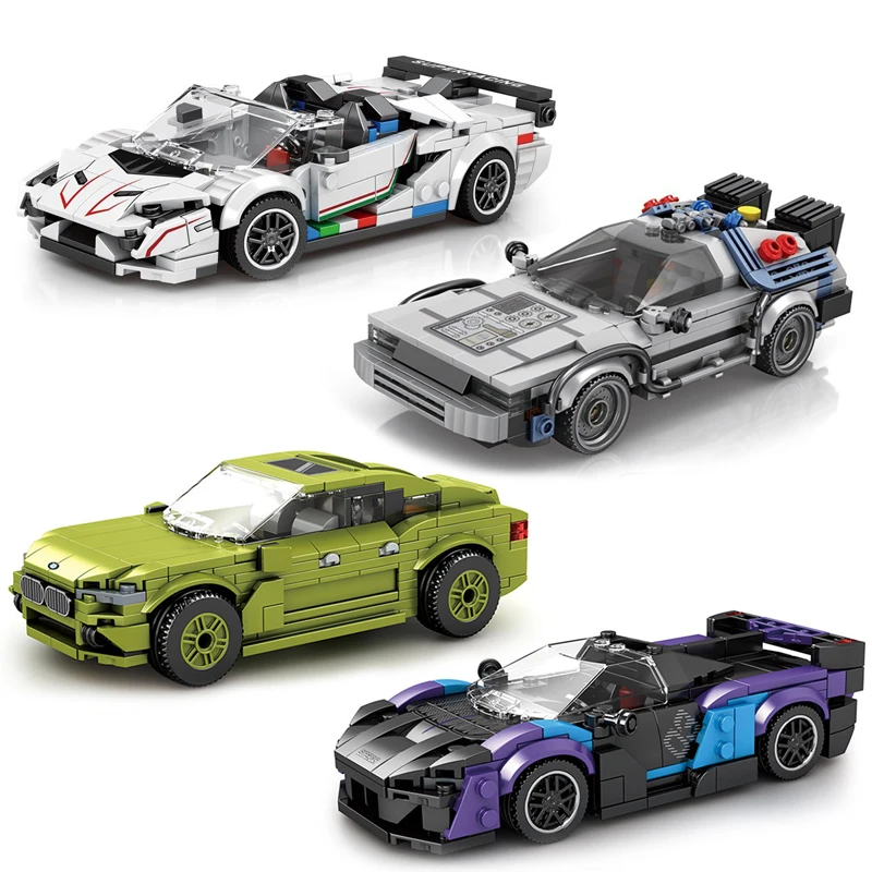 Reobrix Sportwagen Roadster 1:24 Modell Bausteine Set Simulation Aussehen Puzzle Montage Ornament Spielzeug Geschenk für Kinder Image