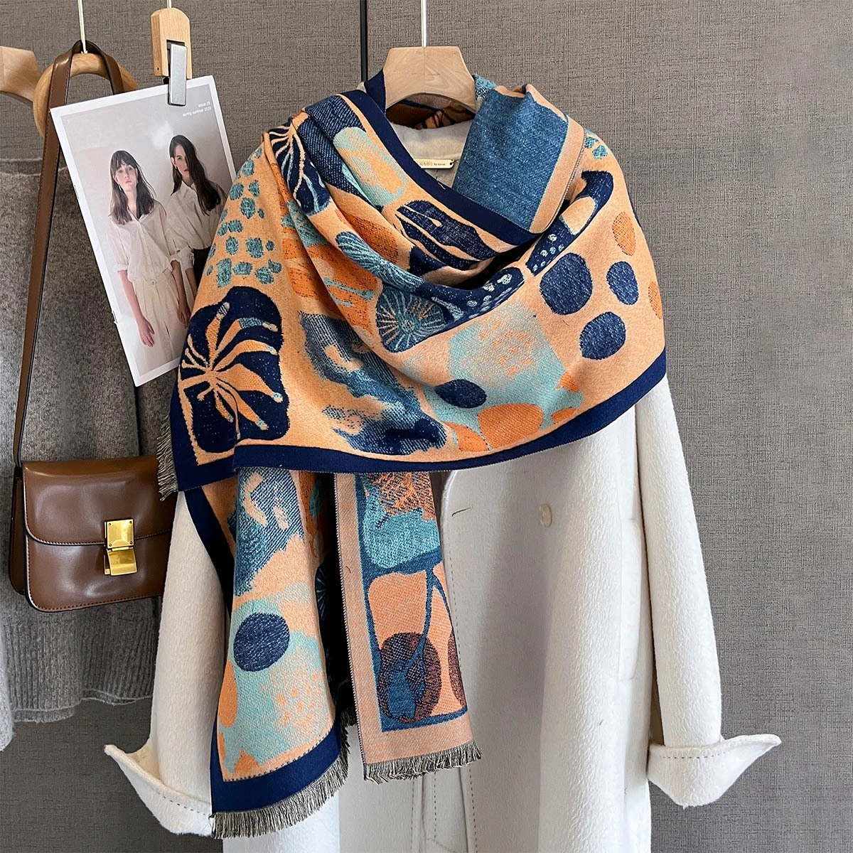 Herbst/Winter Luxus Warm Schal Quaste Pashmina Schal frauen Imitation Kaschmir Verdickte Warps Coldproof Winddicht Decke Image