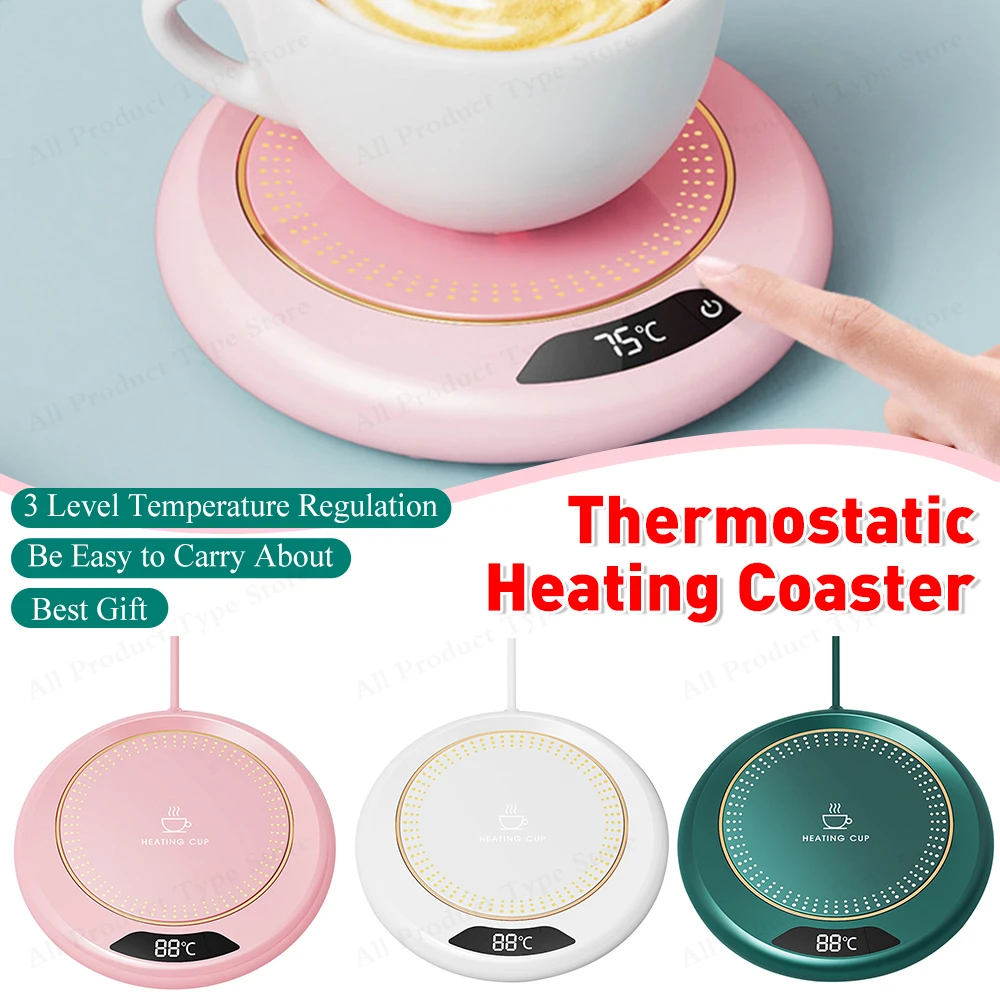 USB-Tassenwärmer, Kaffeetasse, Heizuntersetzer, 3 Temperatureinstellungen, thermostatische Heizplatte, Milch, Tee, Wasser, Heizkissen, Tassenheizung Image