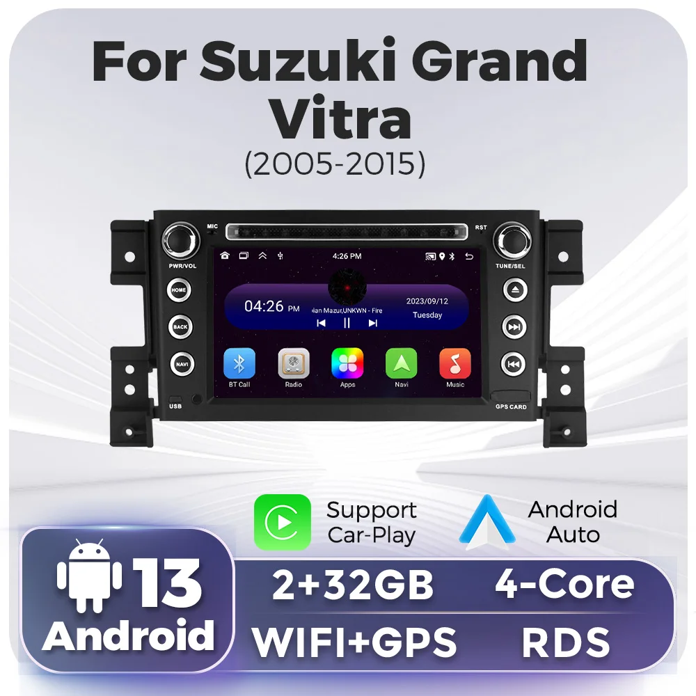 7 zoll Auto Radio Für Suzuki Grand Vitara 2005-2012 2013 2015 Multimedia GPS Navigation Stereo Player CarPlay Android auto WIFI Auto GPS Multimedia Radio, 8-Kern DSP ohne DVD Player, 2Din Stereo
