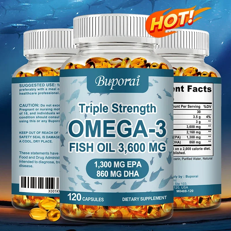 Omega 3 Fish Oil - Support Brain Nervous System Good Cardiovascular & Anti-Inflammation & Skin Health Antioxidant
