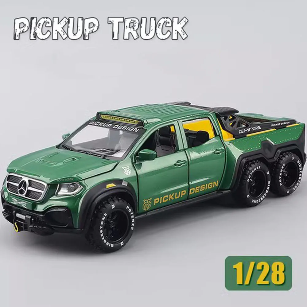 1:28 X-Klasse Exy 6x6 F150 6x6 Modellautos Legierung Druckguss Spielzeug Zurückziehen Pickup Truck Sound Licht Geländewagen Junge Geburtstagsgeschenk Image