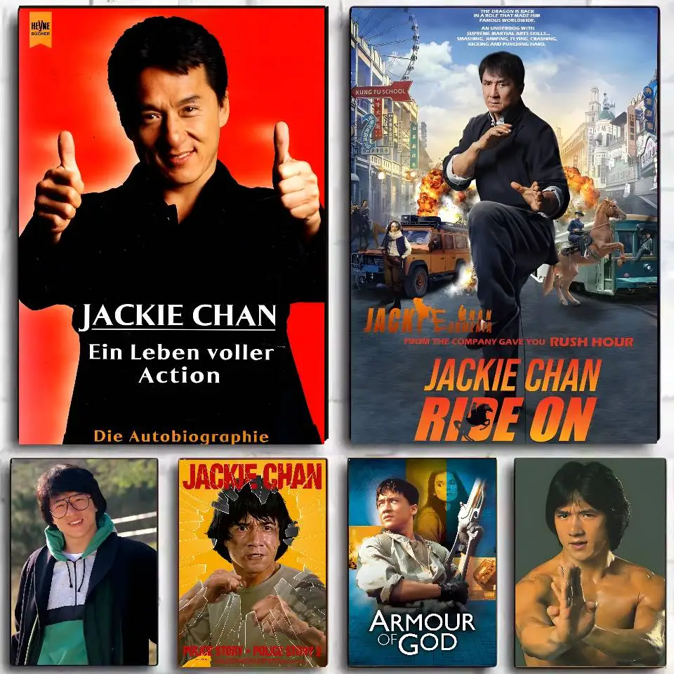 Alte Erinnerung J-Jackie Chan Poster selbstklebende Kunst wasserfester Papieraufkleber Kaffeehaus Bar Wohnheim Zimmer Wanddekoration Image