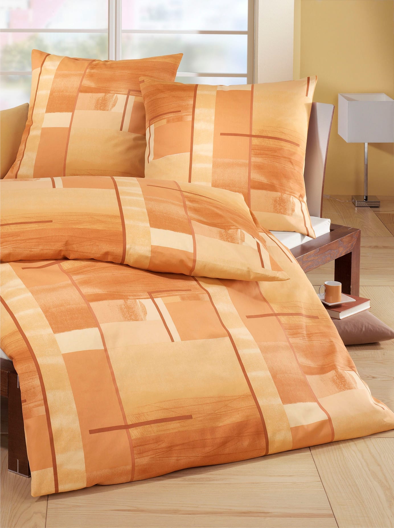 Bettwäsche BIBERNA Gr. 2, orange (terrakotta), B/L: 155cm x 200cm, Feinbiber, B/L: 80cm x 80cm, 4 Stk., Feinbiber, 100% Baumwolle, Bettwäsche Image