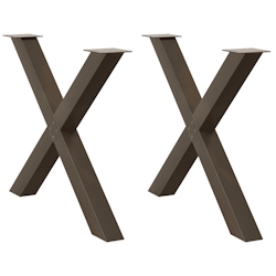 vidaXL Esstischbeine X-Form 2 Stk. Naturstahl 90x(72-73) cm Stahl Image