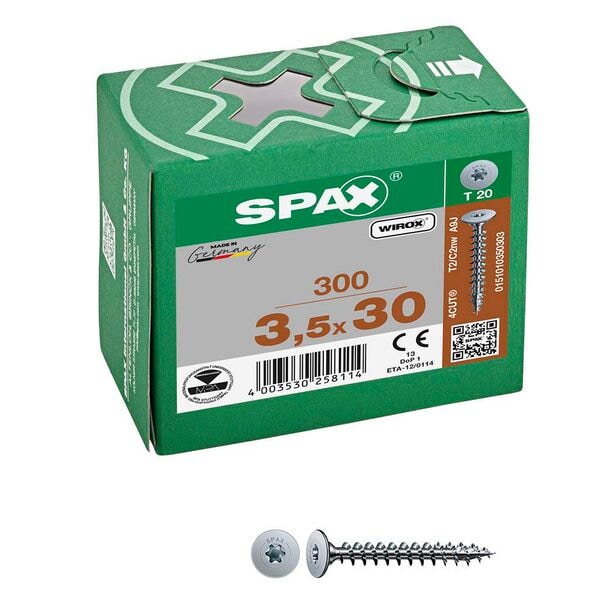 SPAX Rückwandschrauben »T20 Flachkopf WIROX« 3,5 x 30 mm 300 Stück 3,5 mm Image