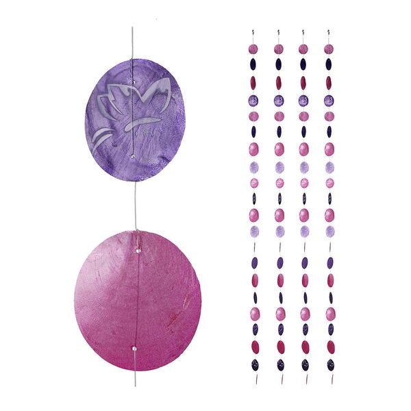 relaxdays 4er-Set Girlande »Capiz« 180 cm Lila Image
