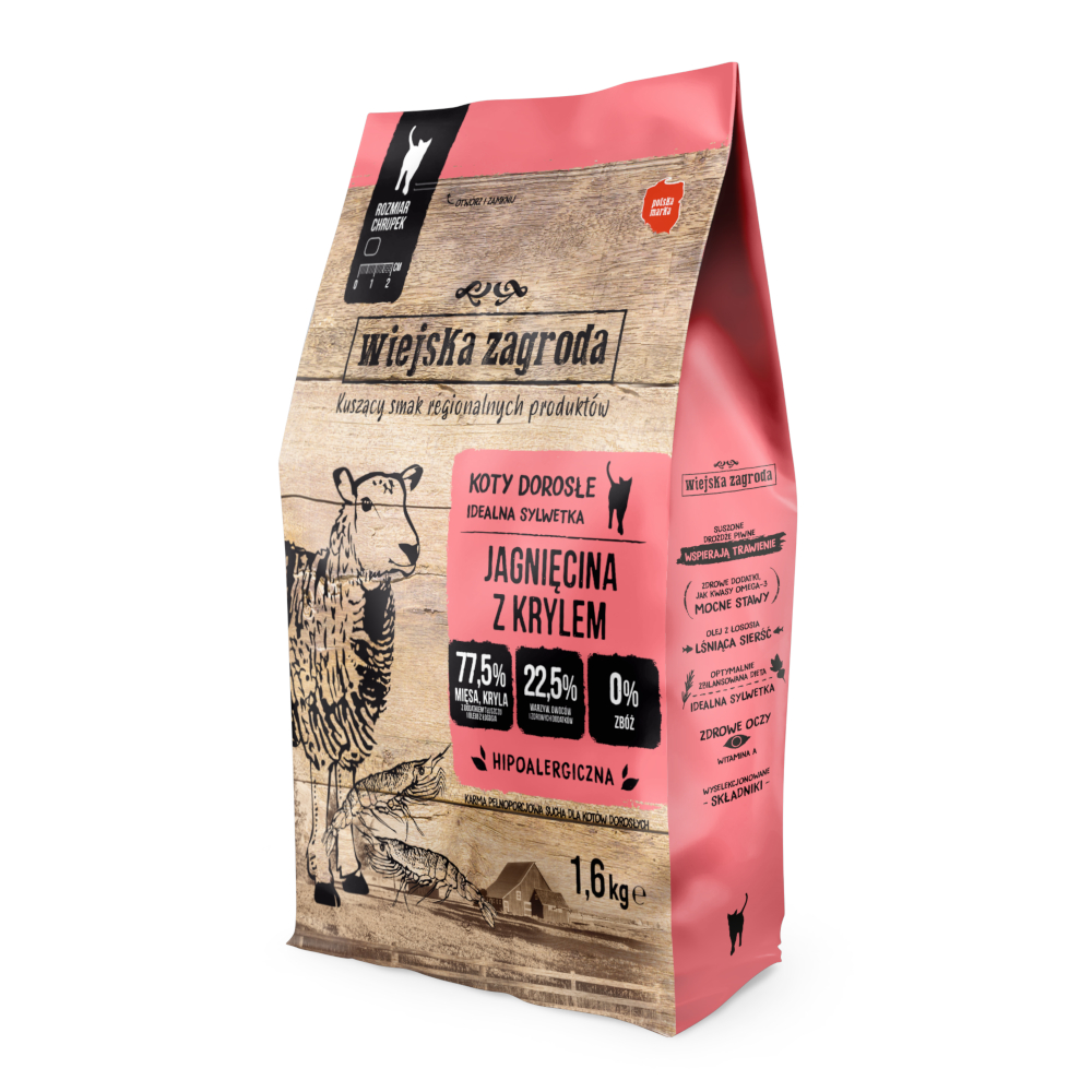 Wiejska Zagroda Cat Agnello con Krill - 1,6 kg