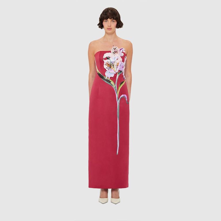 Rayna Appliqué Floral Maxi Dress - Red - LEO LIN Dresses
