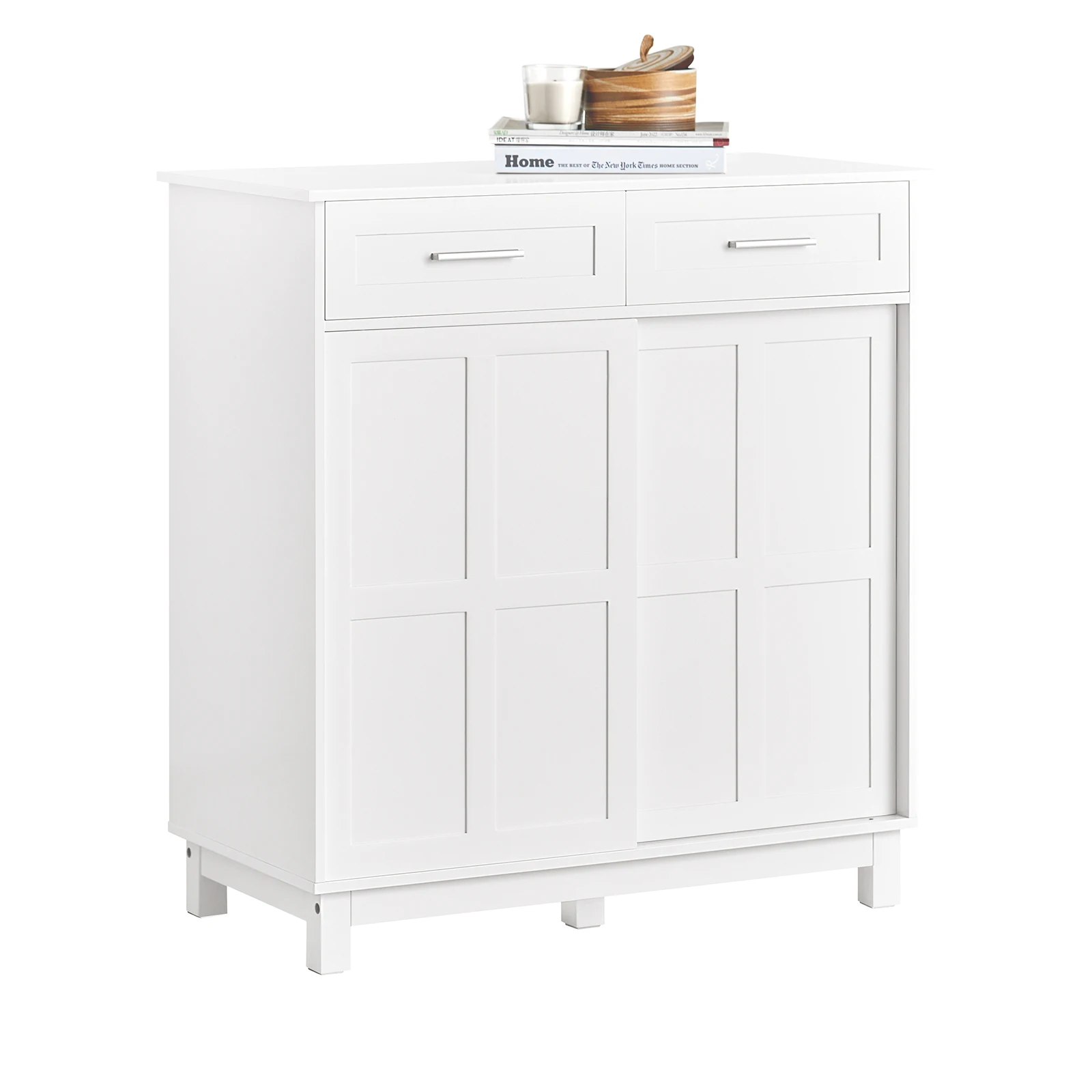 SoBuy FSB84-W Schuhschrank Buffet Küchenschrank Sideboard mit Schiebetüren Schrank Aufbewahrungsschrank Kommode