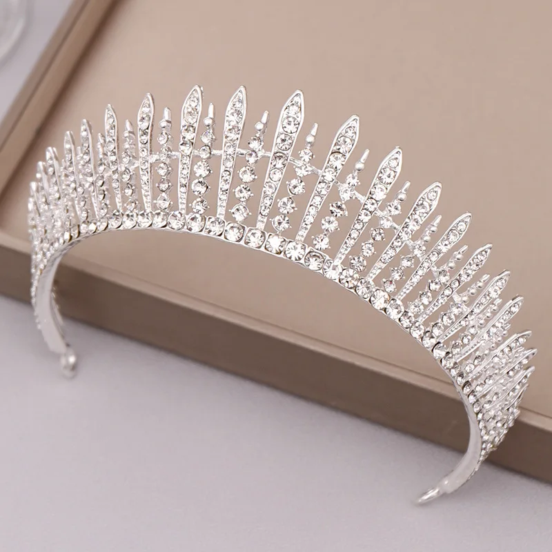 Kristall-Braut-Prinzessinnen-Haarkrone, Hochzeits-Haar-Accessoires für Frauen, silberfarbene Barock-Tiara, Mädchen-Accessoires, Geschenk