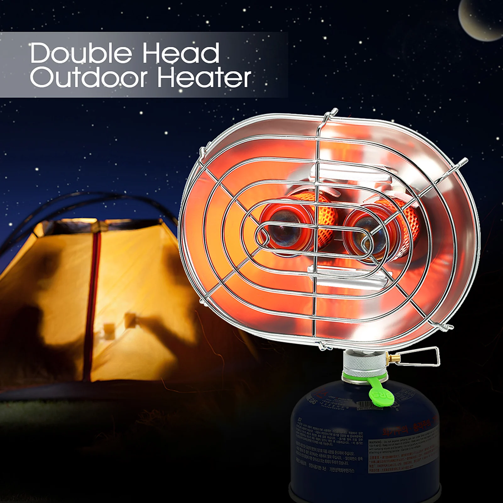 Tomshoo chauffage Double tête chauffage extérieur Portable infrarouge rayon Camping chauffage poêle plus chaud chauffage cuisinière à gaz avec adaptateur de gaz