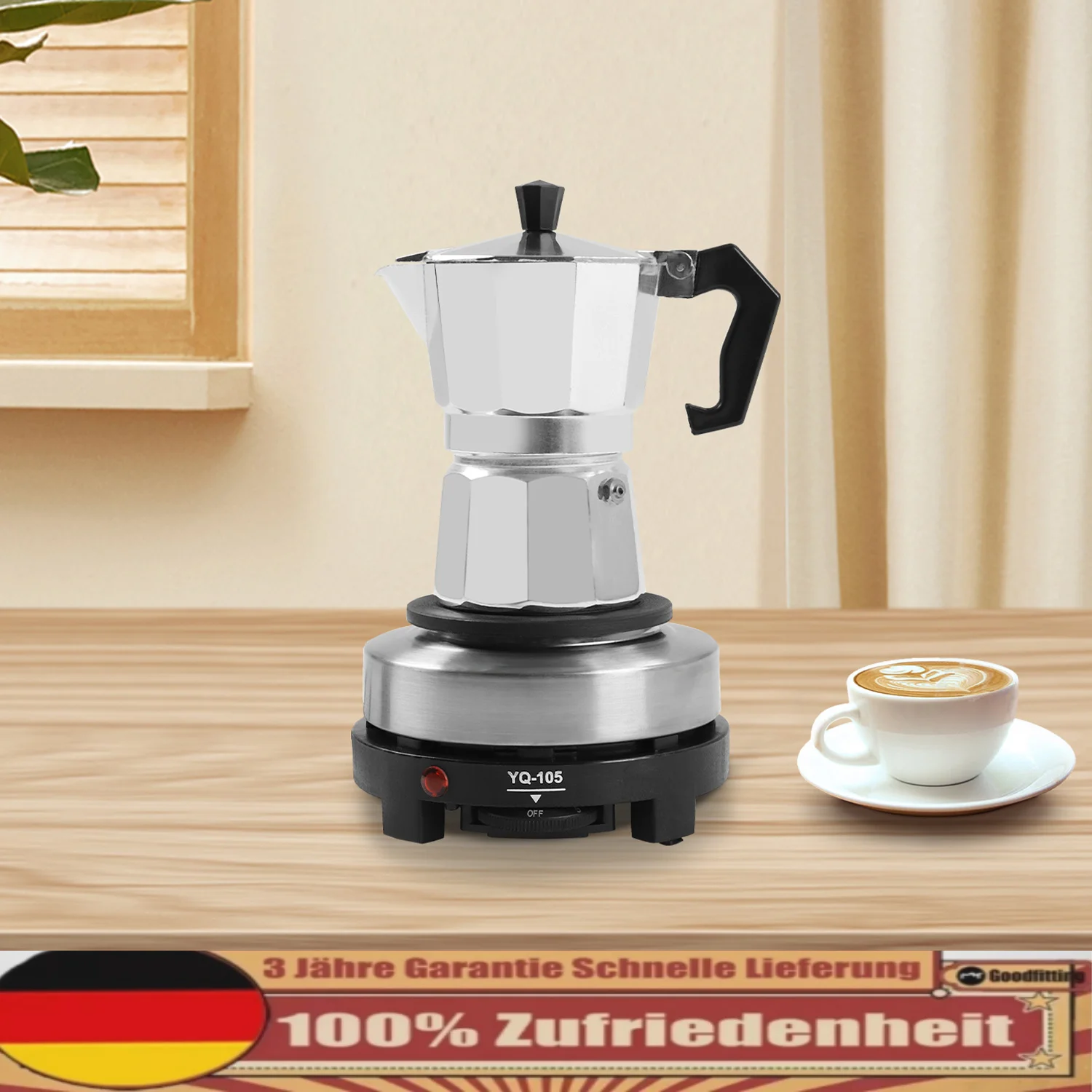 Elektrische Heizplatte, Kaffeeurne, Espressomaschine, Moka-Kanne, Espressomaschine für Espressomaschine, max. 200 ° C/392 ° F (3 Tassen)