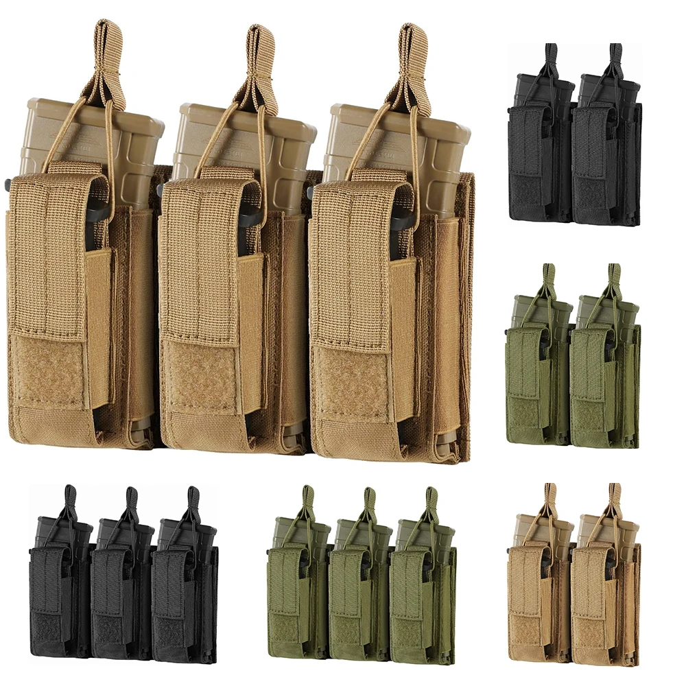 Pochette pour magazines tactique Double couche Molle, support Double/Triple à dessus ouvert pour porte-cartouche universel M4 M14 M16 PMAG