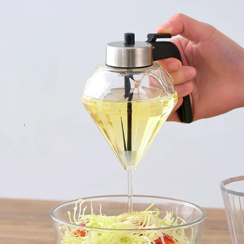 Gießen Öl Topf Haushalt Kreative Diamant Glas Auslaufsicher Öl Spender Presse Würze Jar Honig Sirup Spender Küche Gadgets