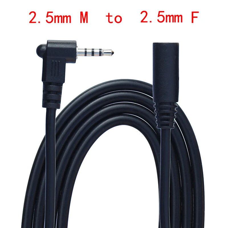 1M 2M 3M 4M 5M 4-poliger Stereo 2,5 mm Stecker auf Buchse 90 rechtwinkliges Audio-Adapterkabel für Auto Image