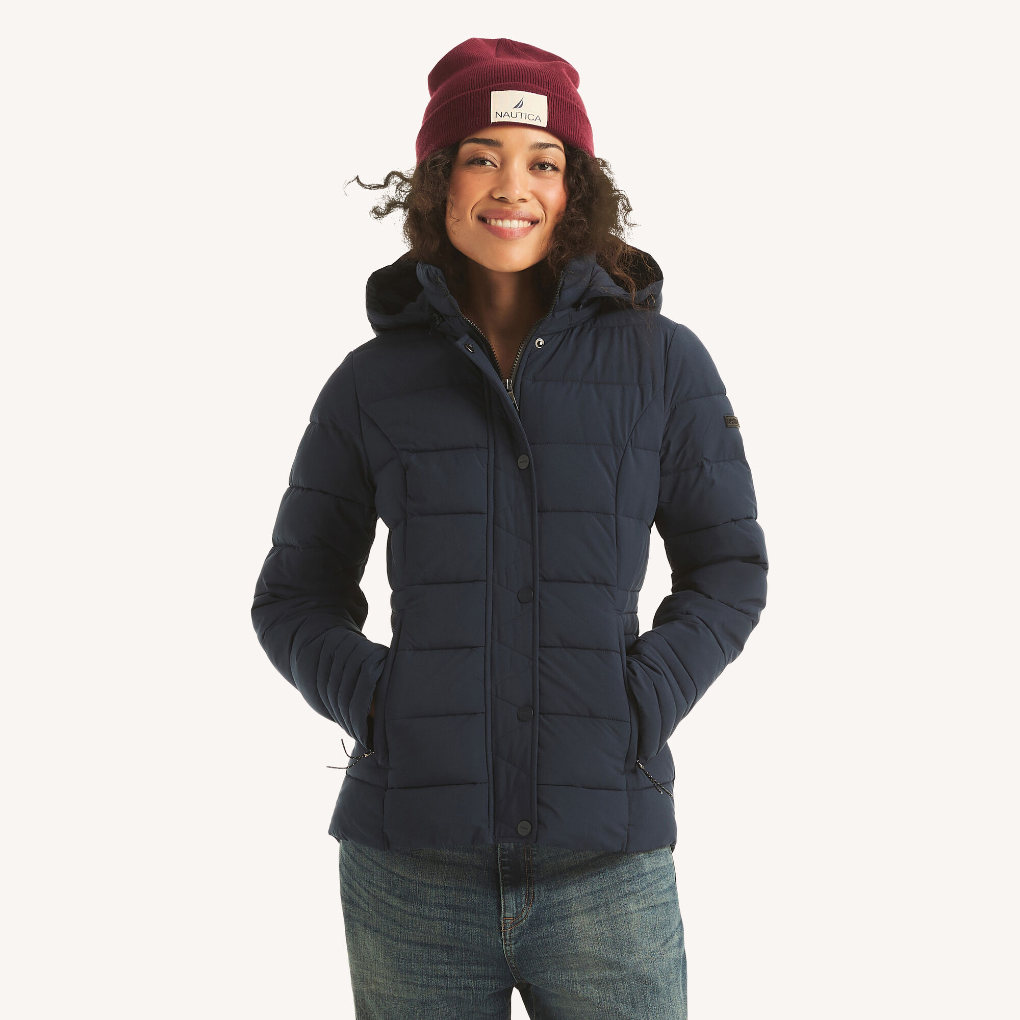 Nautica Women's Packable Puffer Jacket 463 (J Navy), L