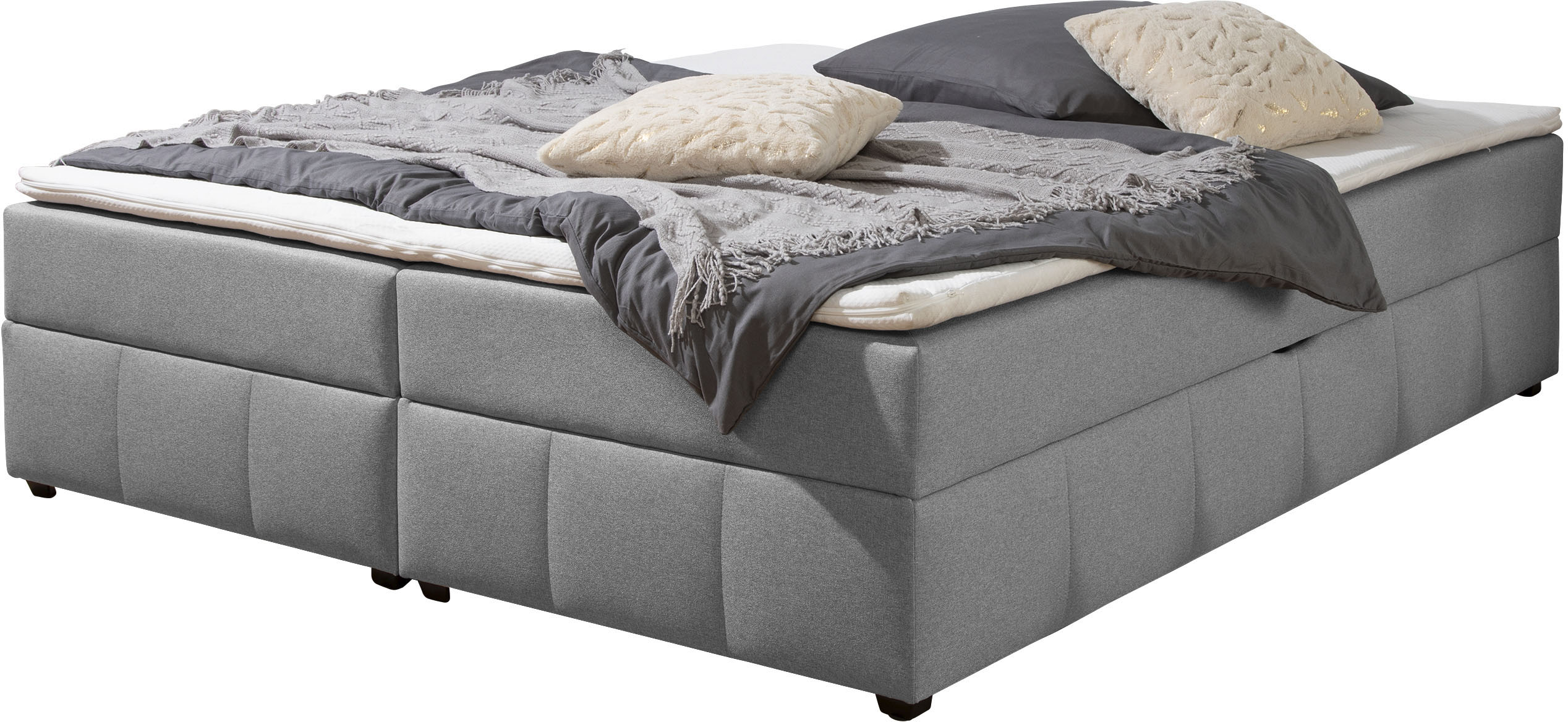 Boxbett HOME AFFAIRE, hellgrau, B:184cm L:224cm, Komplettbetten, Boxbett ohne Kopfteil, inkl. Topper Image