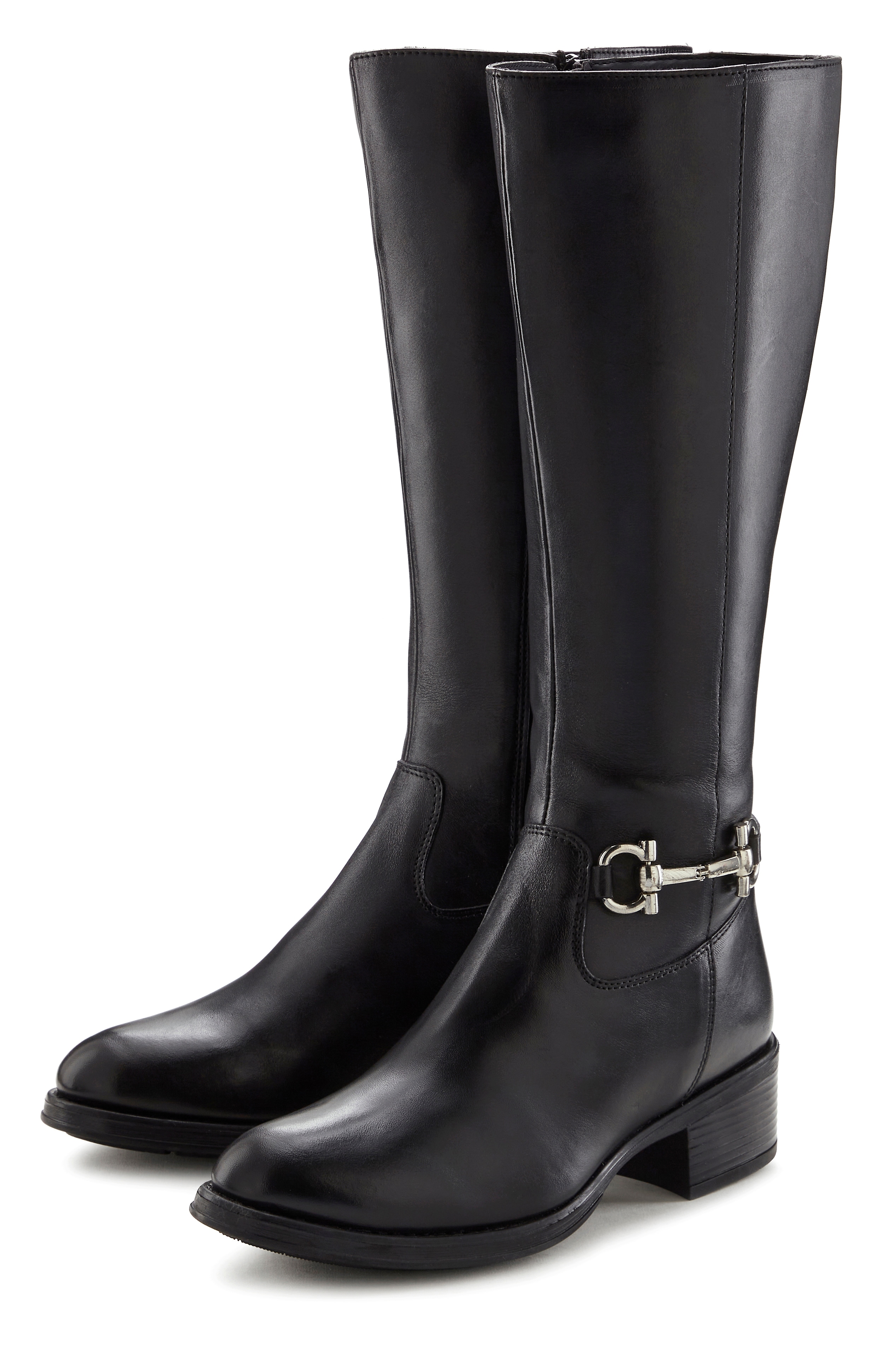 Stiefel LASCANA "Stiefelette", Damen, Gr. 44, schwarz, Obermaterial: 100% Rindsleder. Futter: 100% Textilmaterial. Decksohle: 100% Schafsleder. Laufsohle: 100% Synthetik, unifarben, Schuhe, aus Leder mit Langschaft