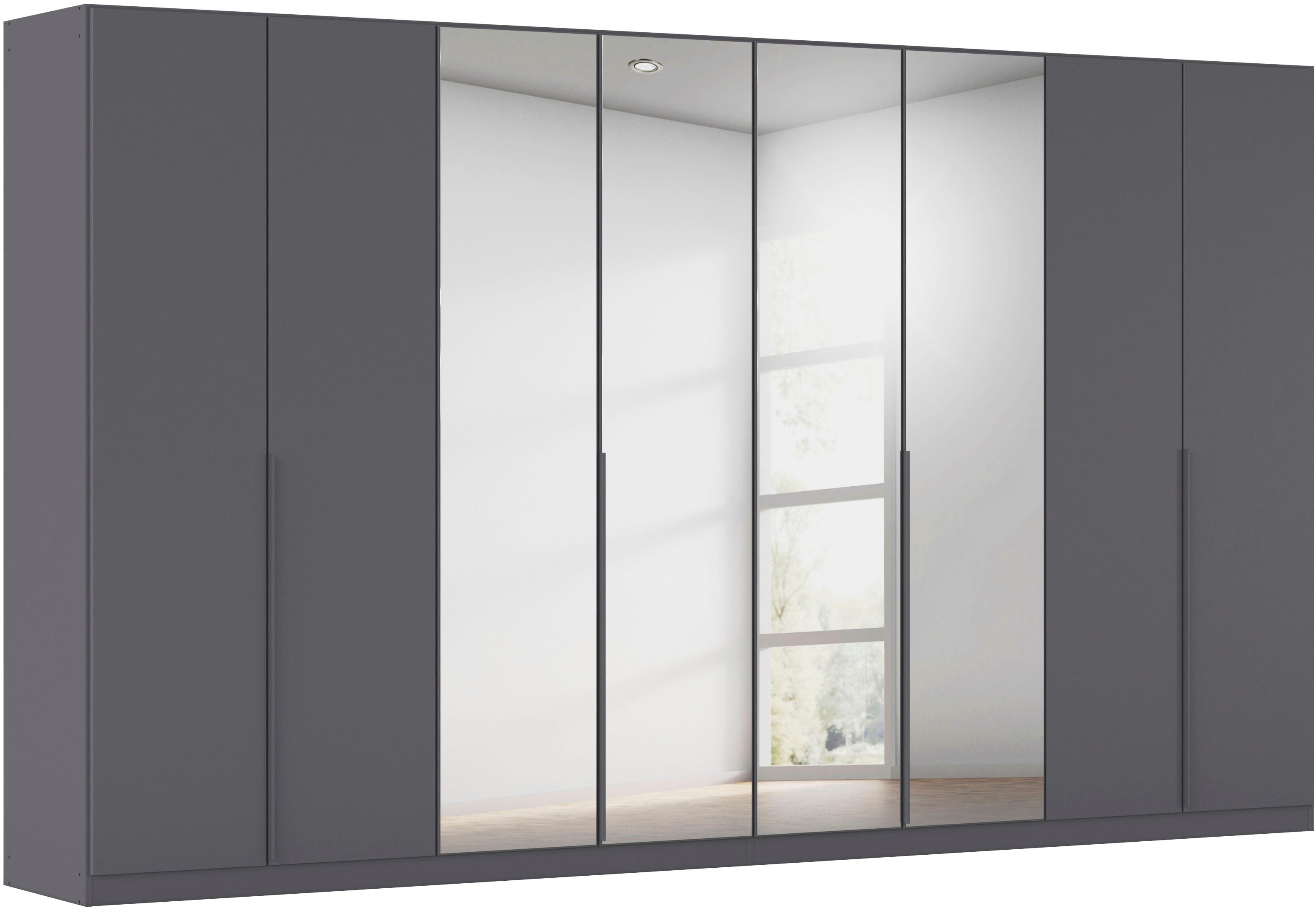 Drehtürenschrank RAUCH "Kleiderschrank Schrank Garderobe AGORDO mit Dekor- oder Hochglanzfront", graumetallic, B:360cm H:229cm T:54cm, Holzwerkstoff, Schränke, durchdachte Innenausstattung, in 7 Breiten und 2 Höhen MADE IN GERMANY, Topseller Image