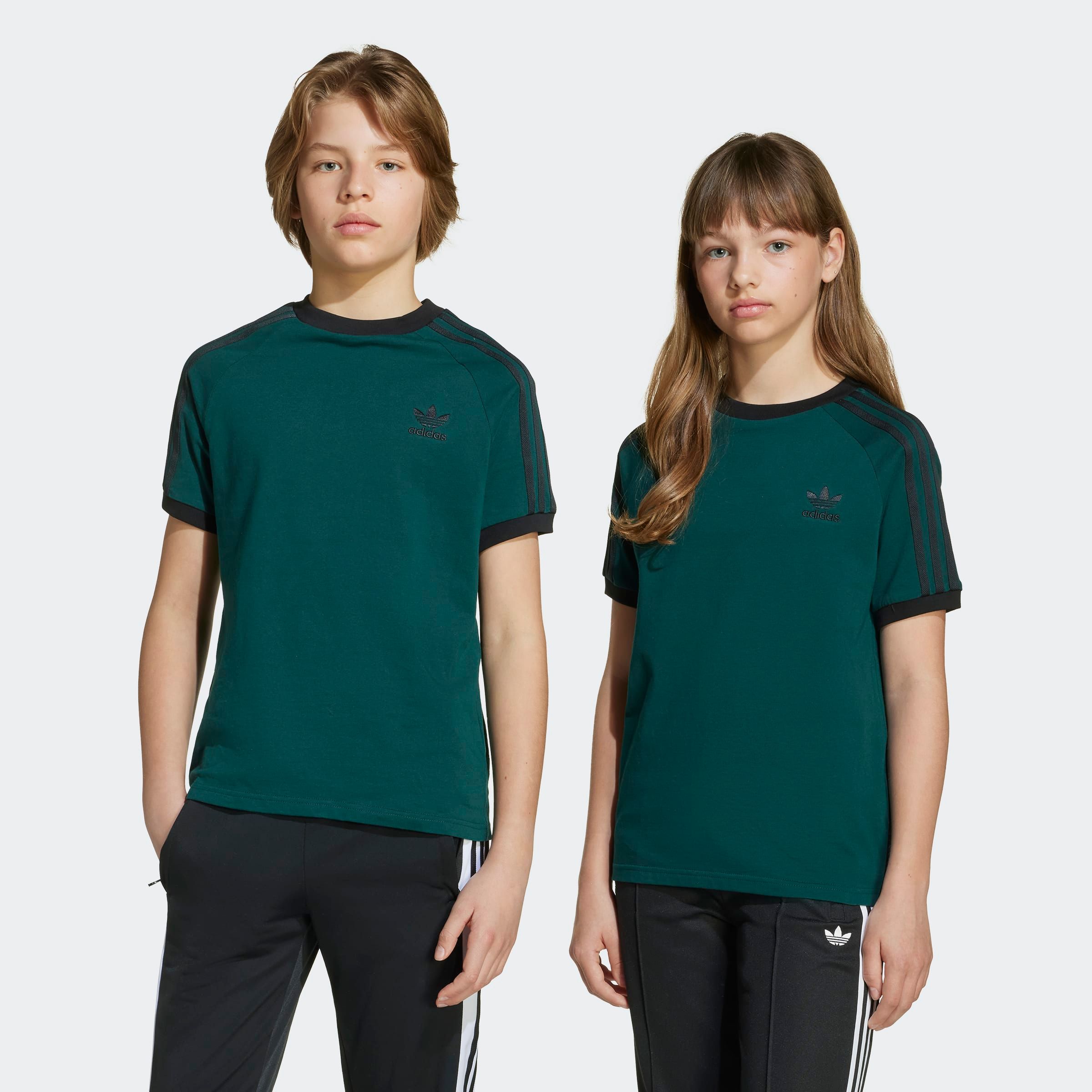 T-Shirt ADIDAS ORIGINALS "3 STRIPE TEE", Kinder, Gr. 170, aurora ivy, Obermaterial: 100% Baumwolle, Rundhals, Shirts, drei Streifen Shirt für Kinder Image