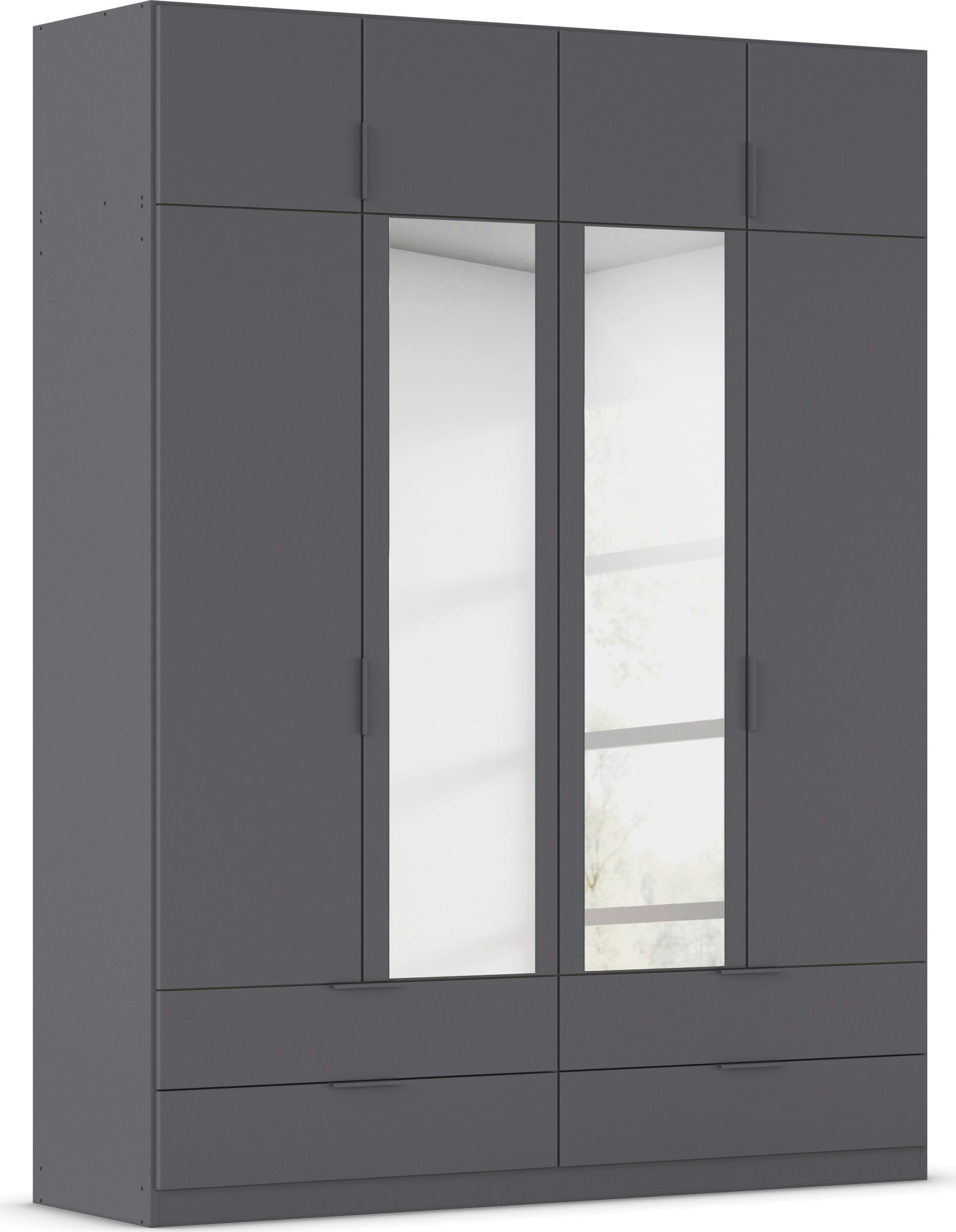 Kleiderschrank RAUCH "Drehtürenschrank Schrank Garderobe Ankleide Schlafzimmer LAGOA", graumetallic, B:181cm H:235cm T:54cm, Holzwerkstoff, Schränke, geräumige Schubladen, 3 Breiten, optional mit Aufsatz MADE IN GERMANY Image