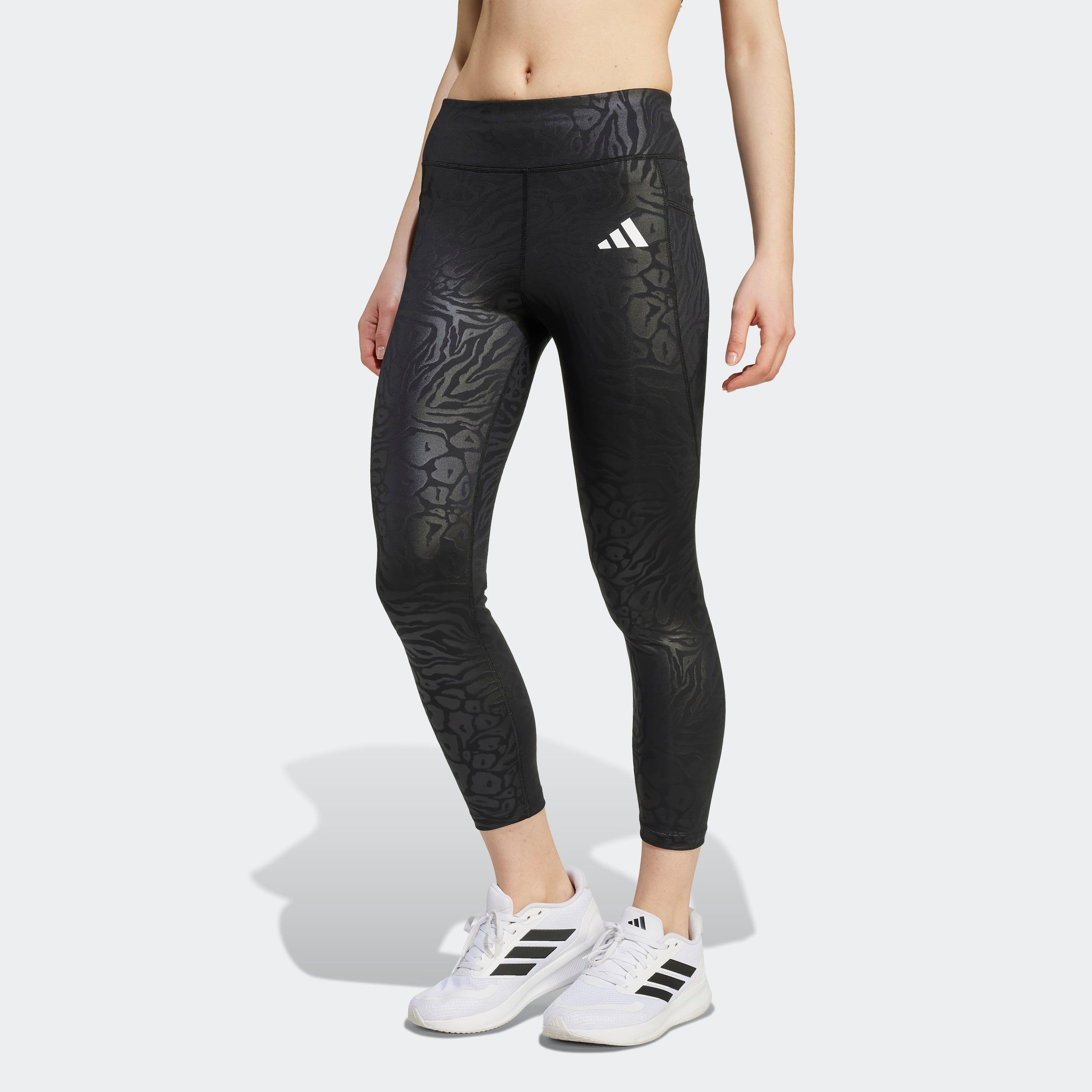 Trainingstights ADIDAS SPORTSWEAR "JG OPT PR LEG", Kinder, Gr. 170, N-Gr, schwarz-weiß (schwarz, weiß), Obermaterial: 89% Polyester, 11% Elasthan, 7/8-Länge, Hosen Image