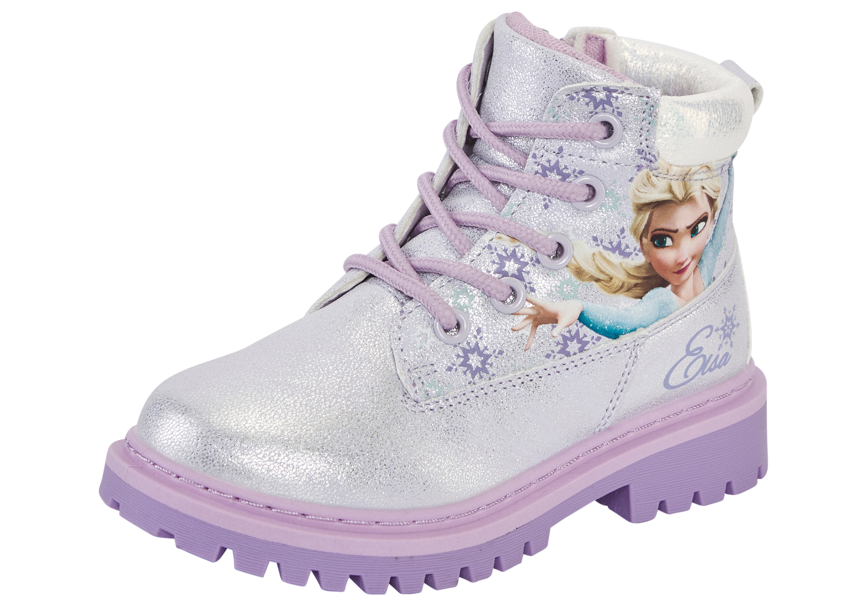 Schnürboots DISNEY "FROZEN", Damen, Gr. 24, lila, Synthetik, Schuhe, Winterschuhe, Winterboots, Schnürstiefel, Winterstiefel